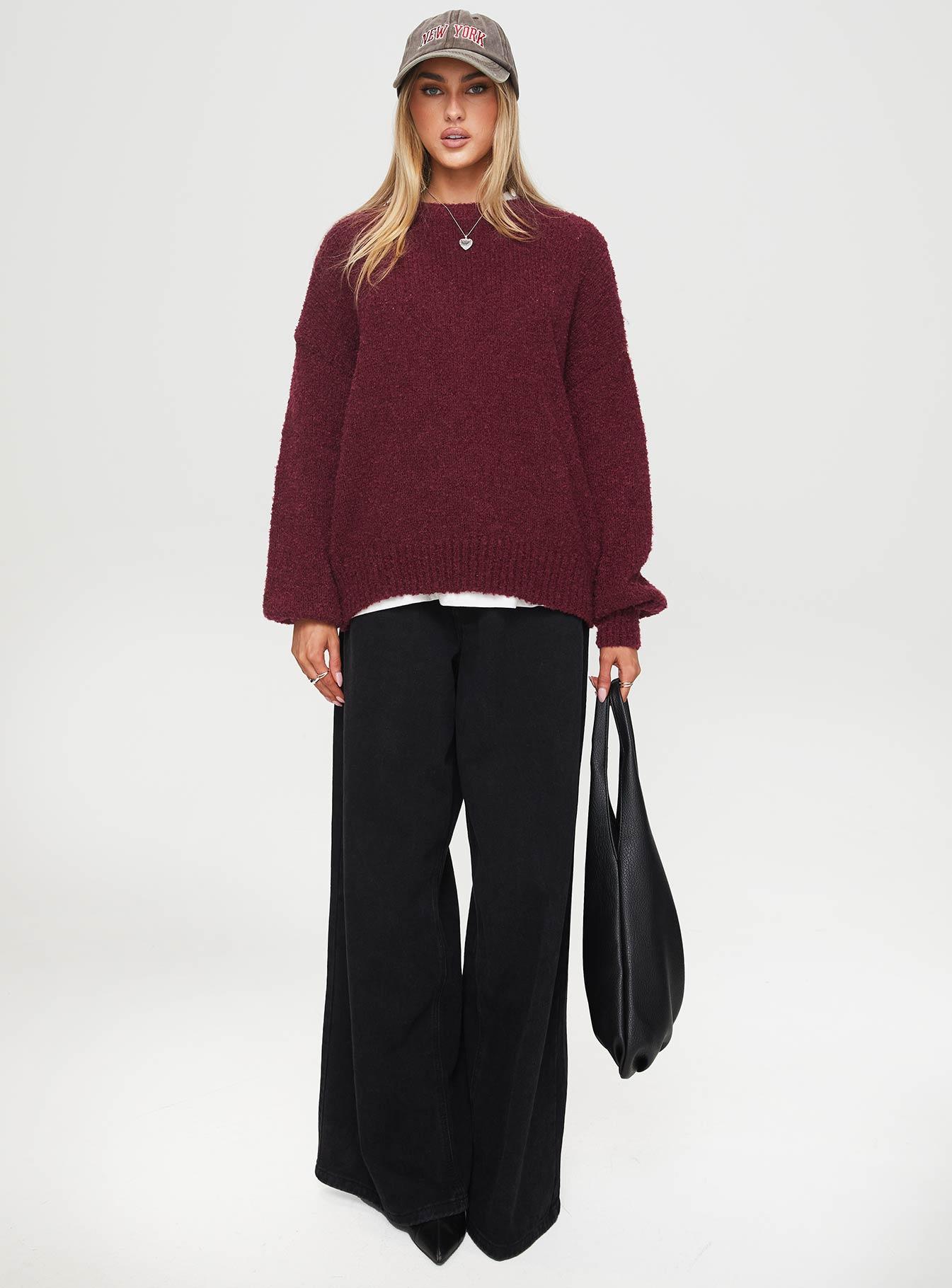 Niomie Knit Sweater Burgundy Product Image