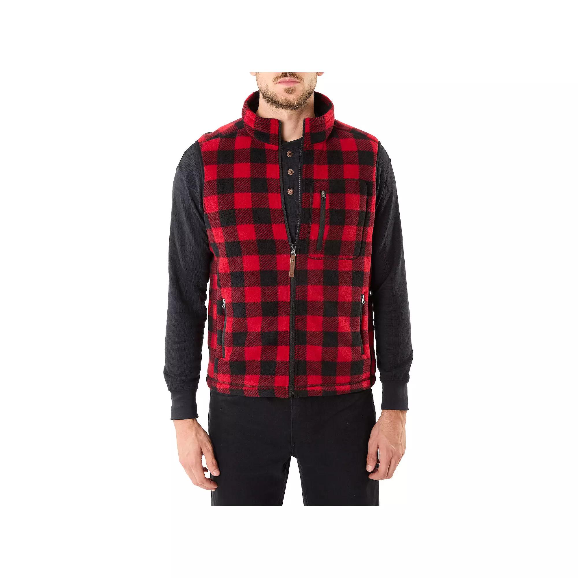 Men's Smith's Workwear Sherpa-Lined Plaid PolarFleece Vest, Size: XXL, Blue Grey 469 Product Image