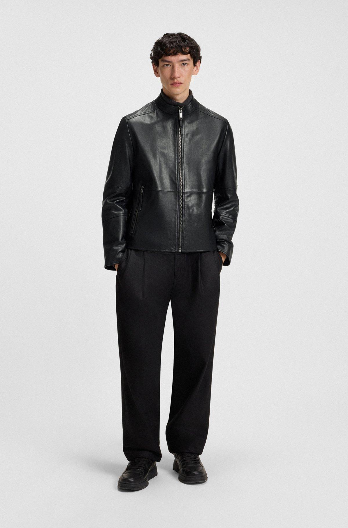 Slim-fit jacket in leather Product Image