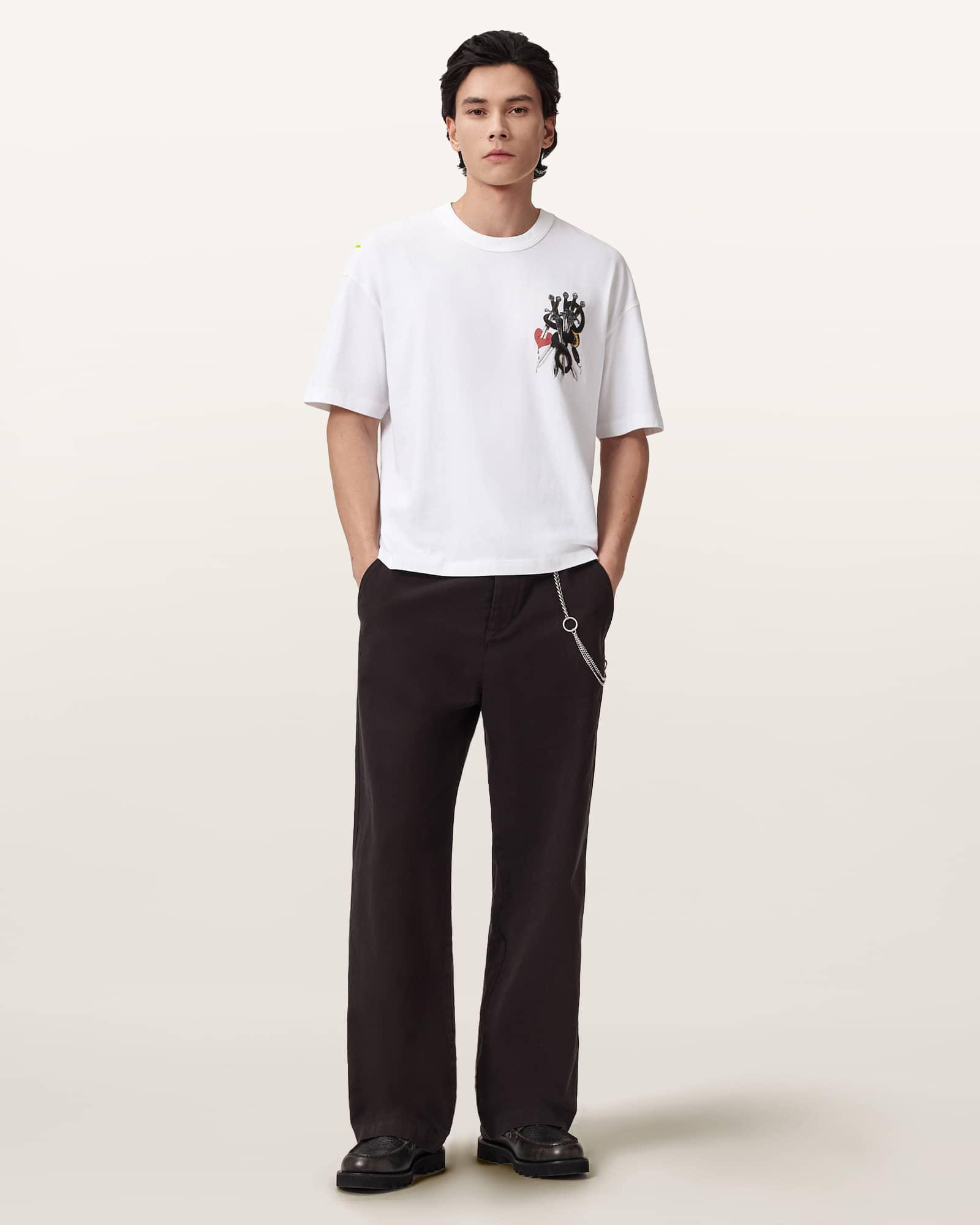 Serrate Short Sleeve Graphic T-Shirt Optic White | ALLSAINTS US Product Image