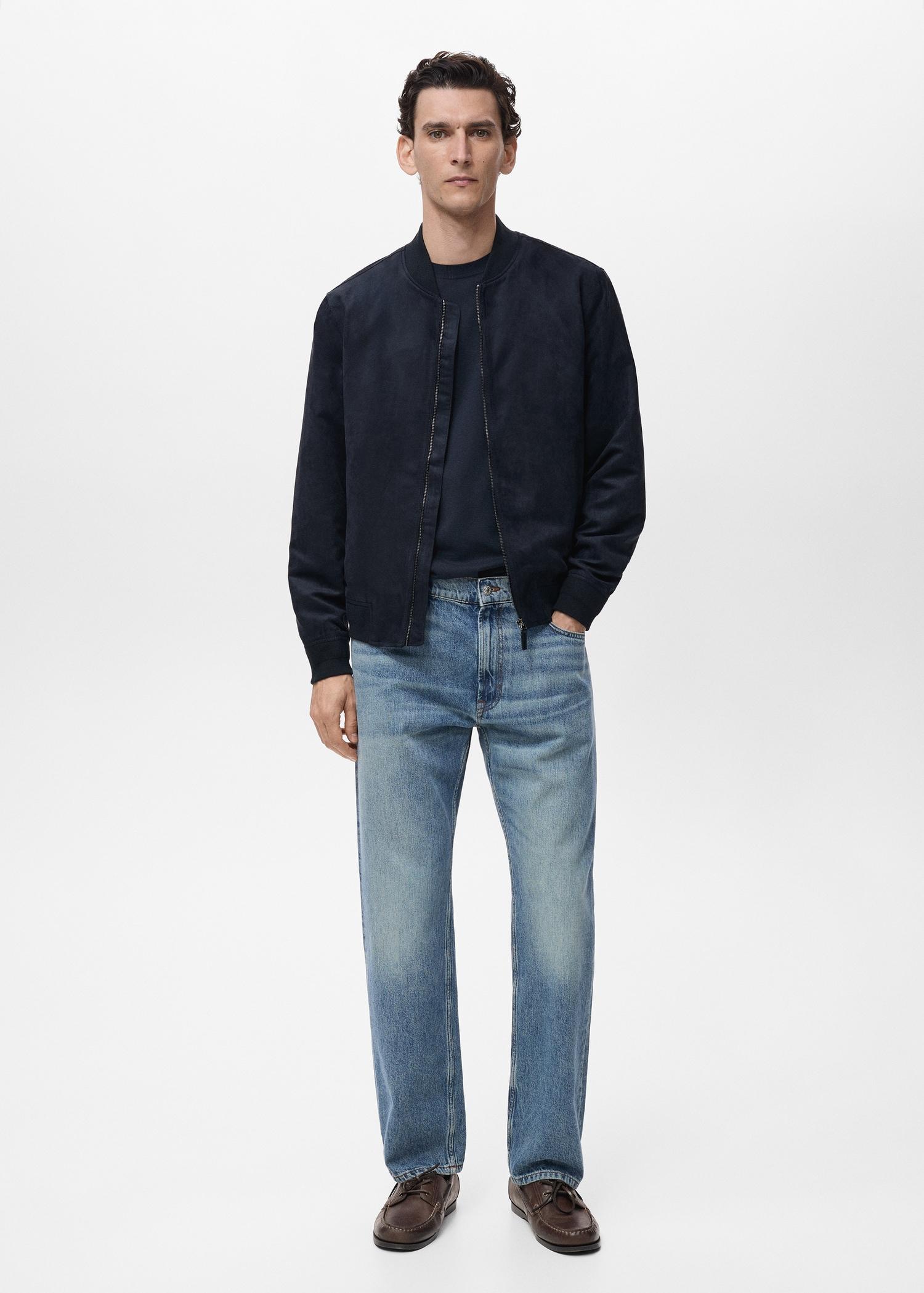 Suede-effect bomber jacket - Men | MANGO USA Product Image