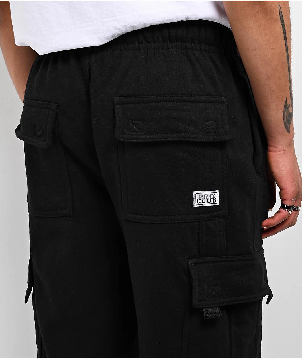 Pro Club Heavyweight Black Cargo Sweatpants Product Image