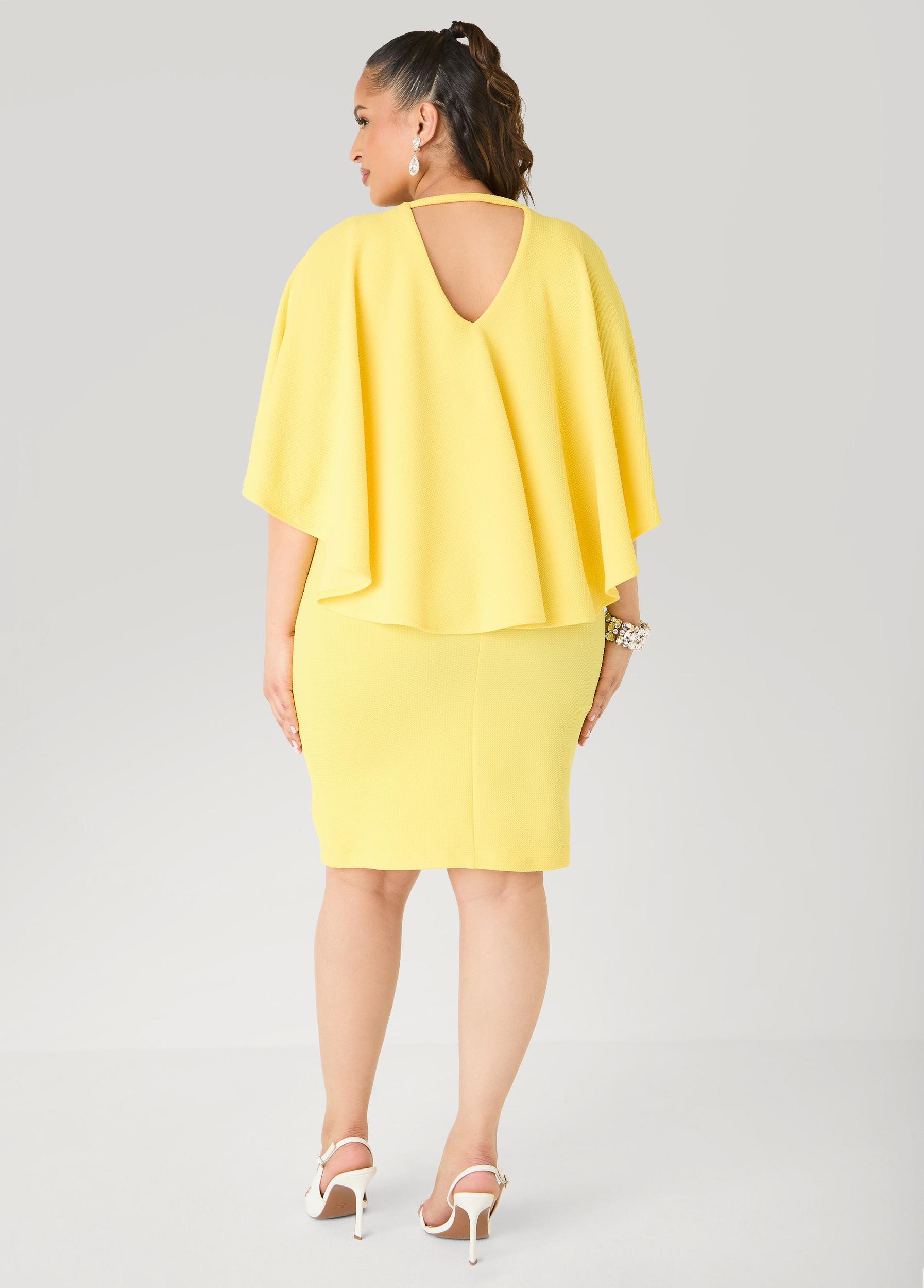 Textured Cape Sheath Dress Product Image