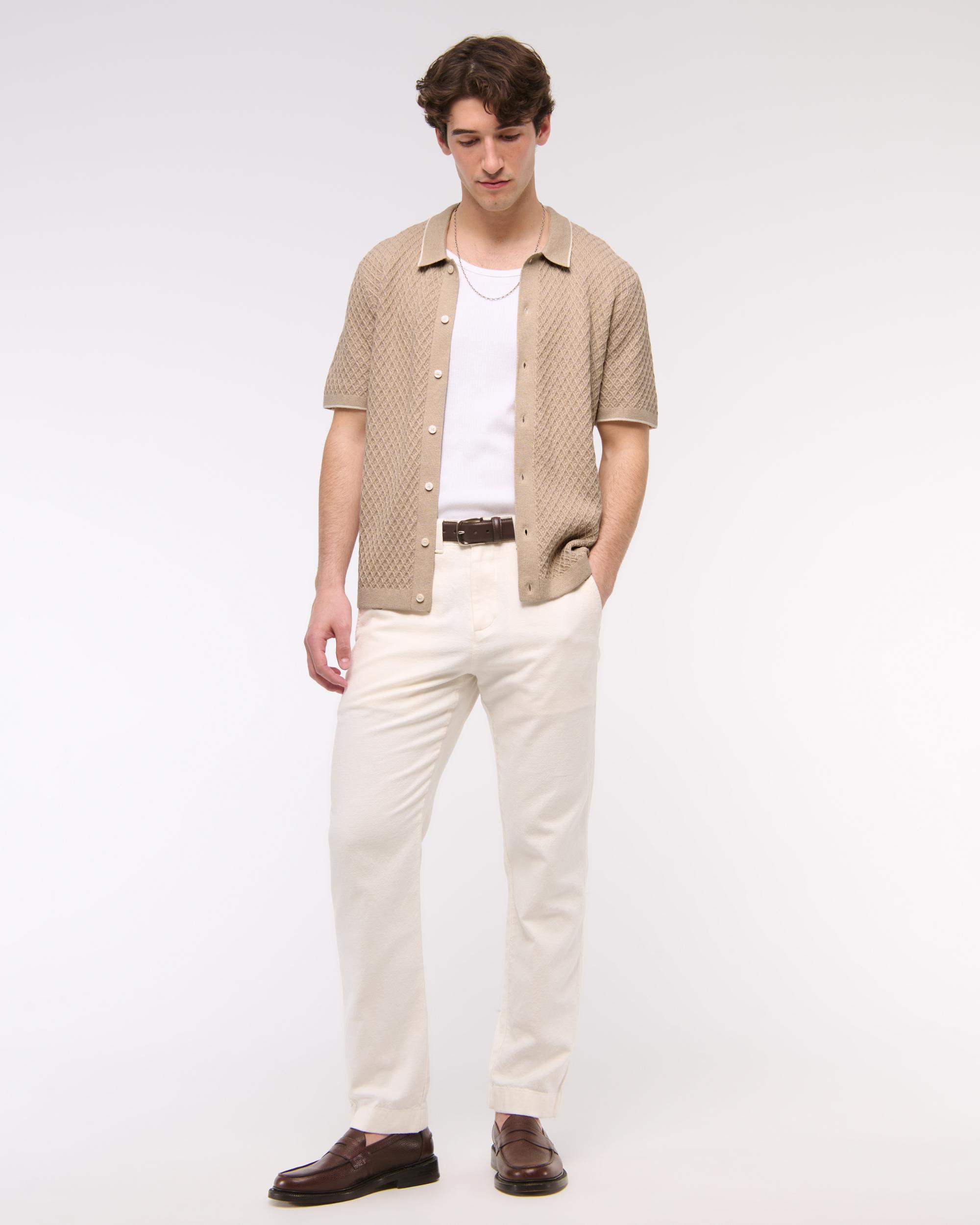 Diamond Stitch Button-Through Sweater Polo Product Image