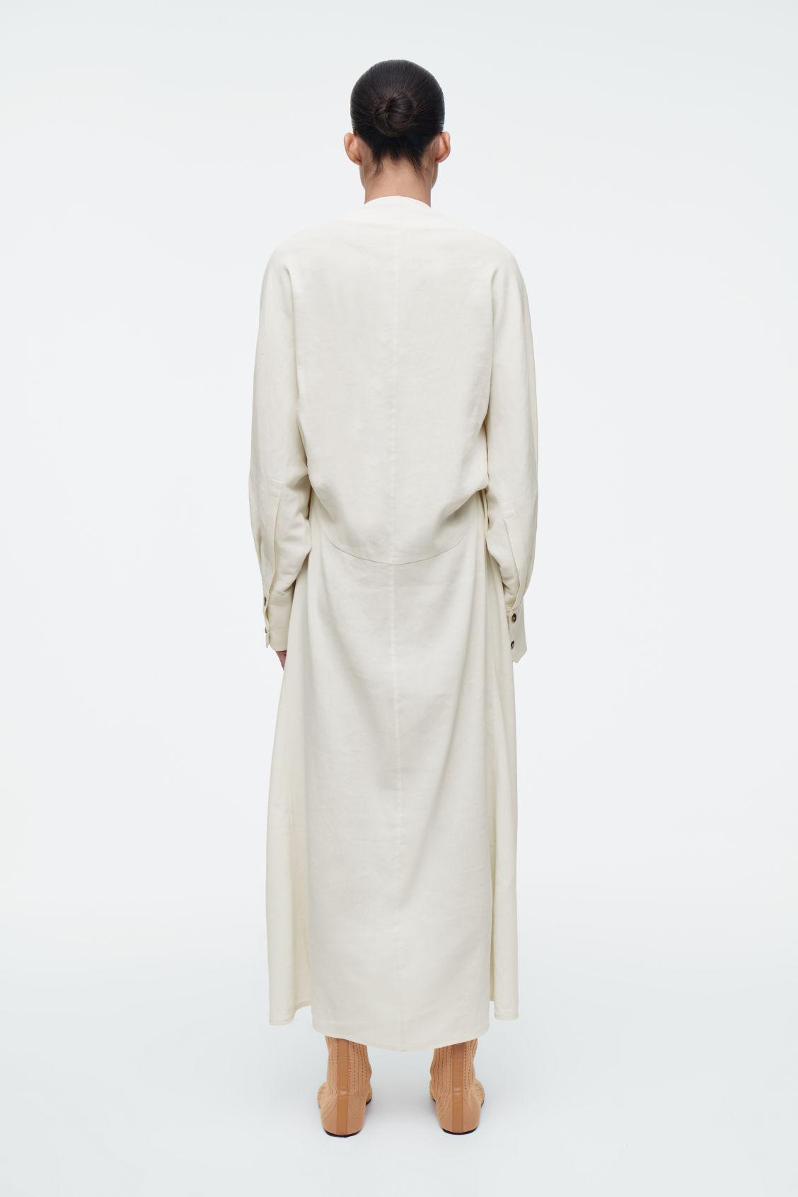 V-NECK LINEN SHIRT DRESS Product Image