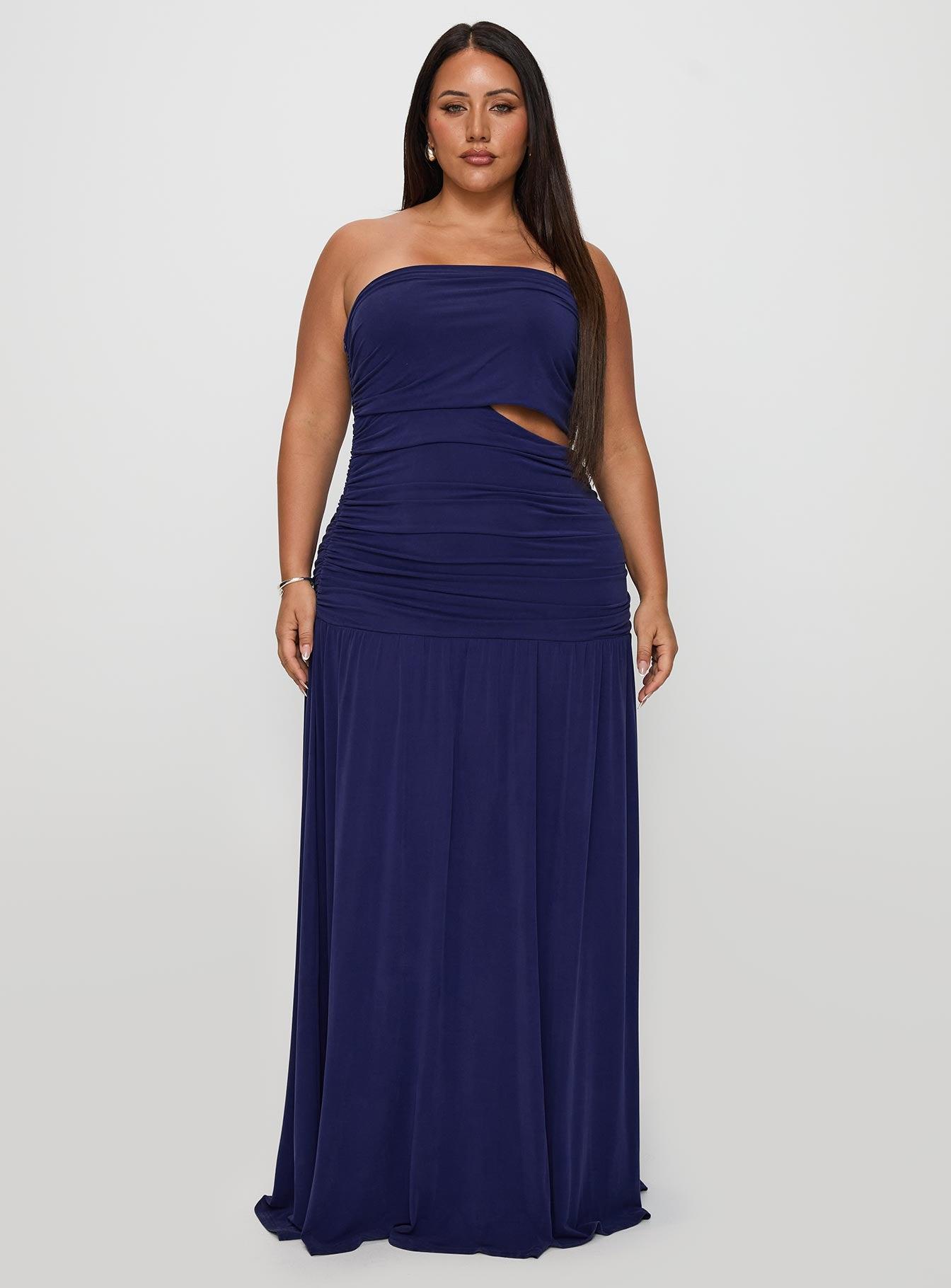 Grandeur Strapless Maxi Dress Navy Curve Product Image