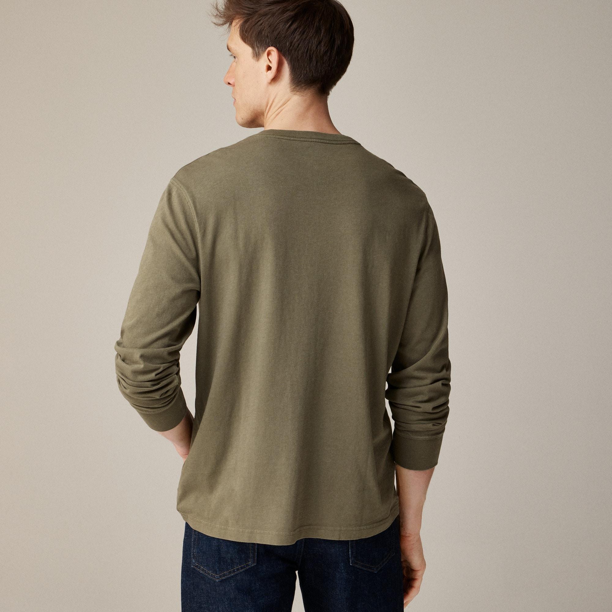 Vintage-wash cotton henley Product Image