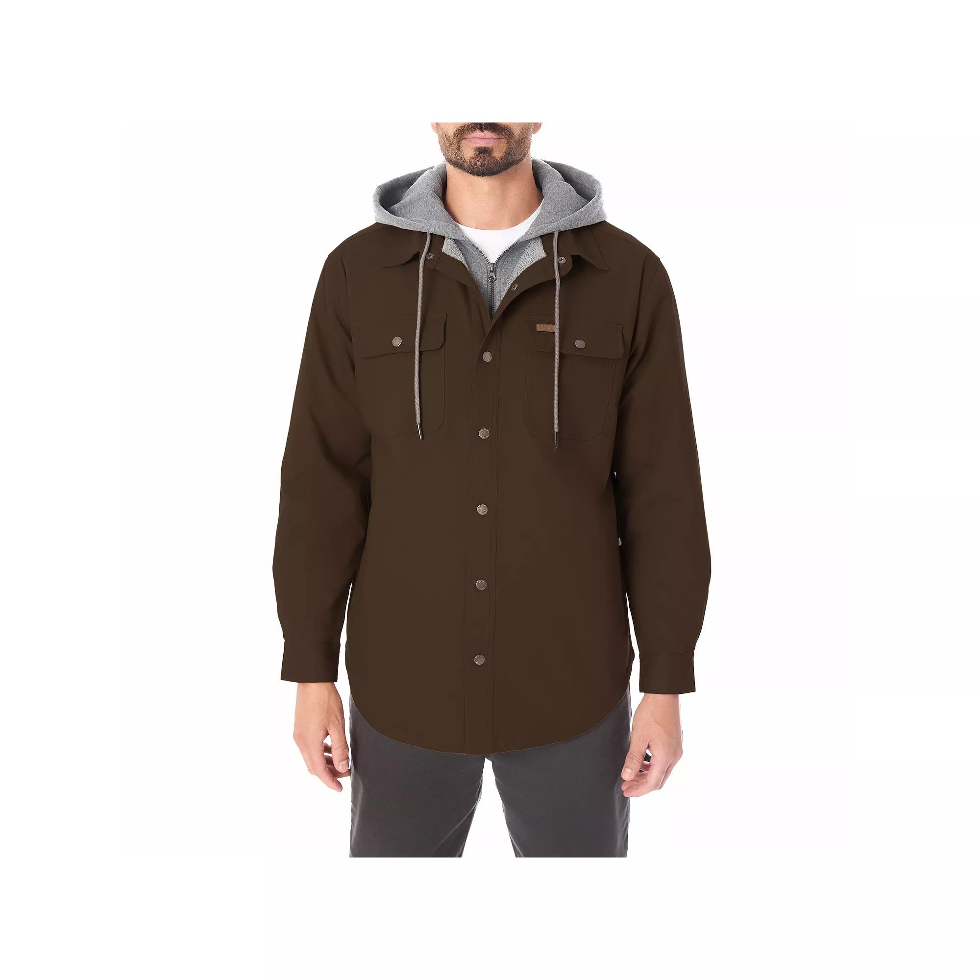 Men's Smith's Workwear Layered Hooded Canvas Snap Shirt Jacket,  Product Image