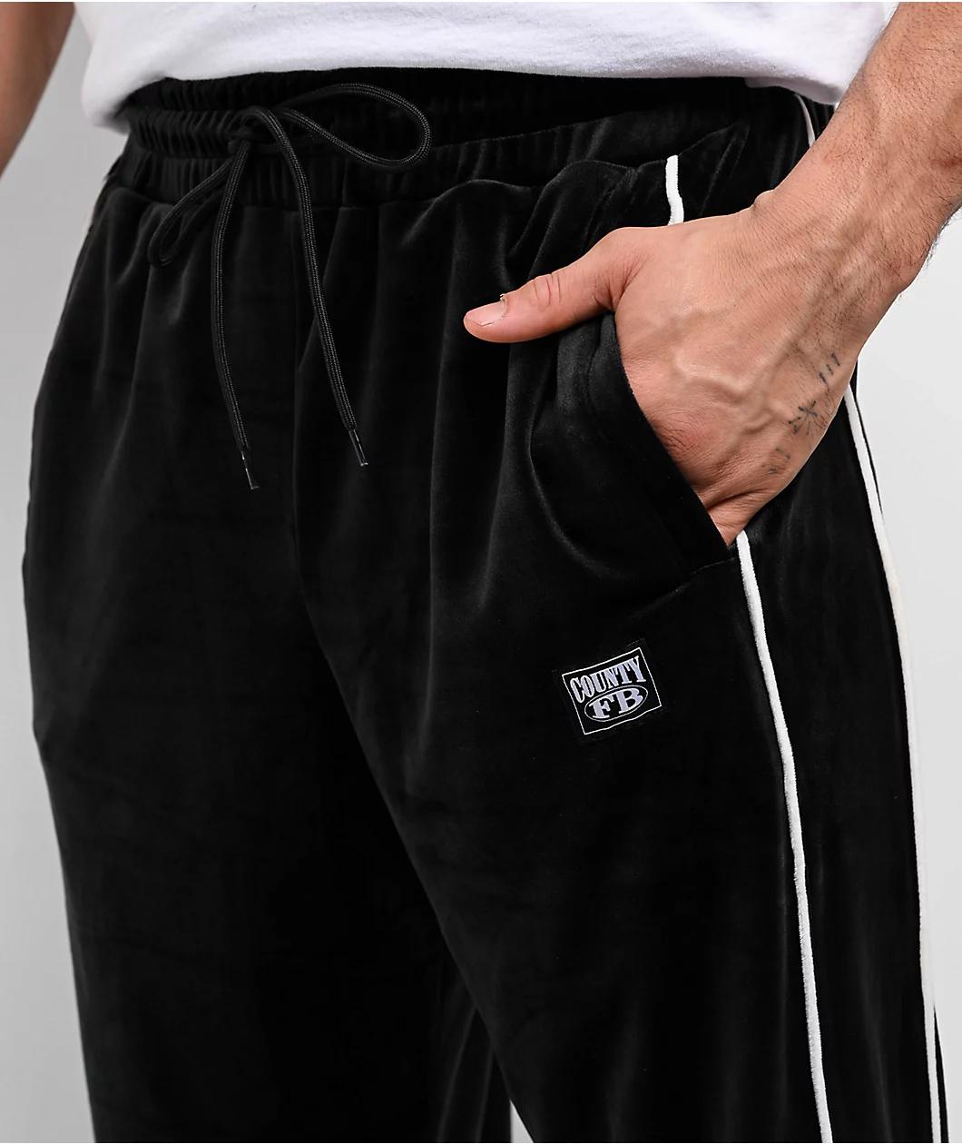 FB County Black & White Velour Track Pants Product Image