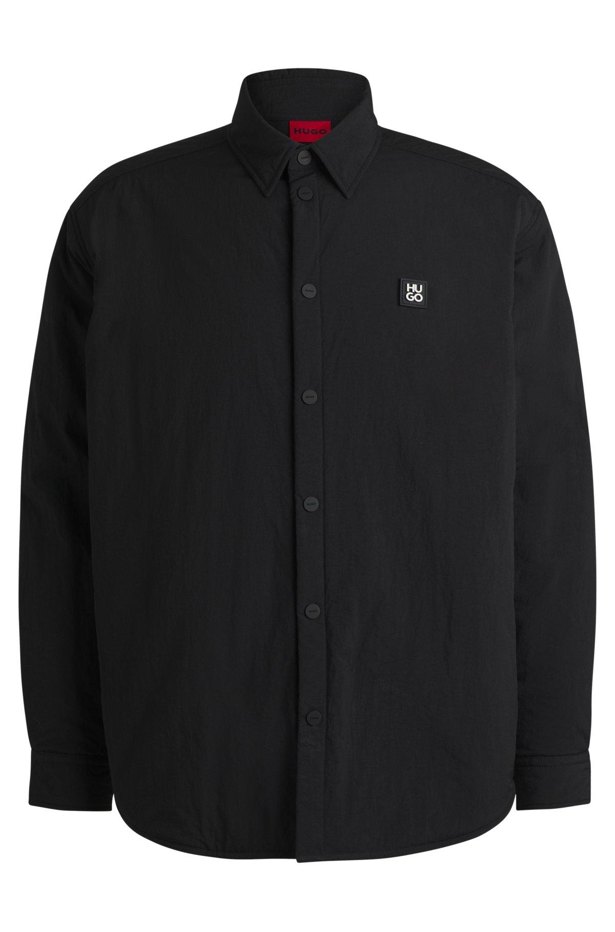Oversize-fit padded overshirt with stacked-logo badge Product Image