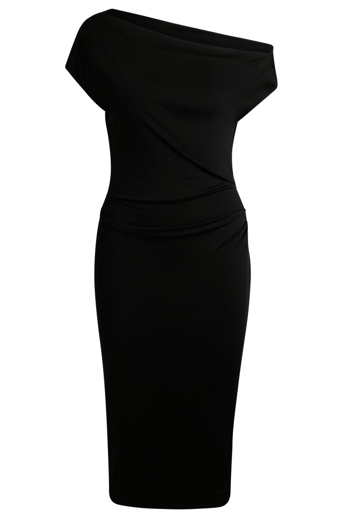 Stretch-jersey dress with off-the-shoulder neckline Product Image