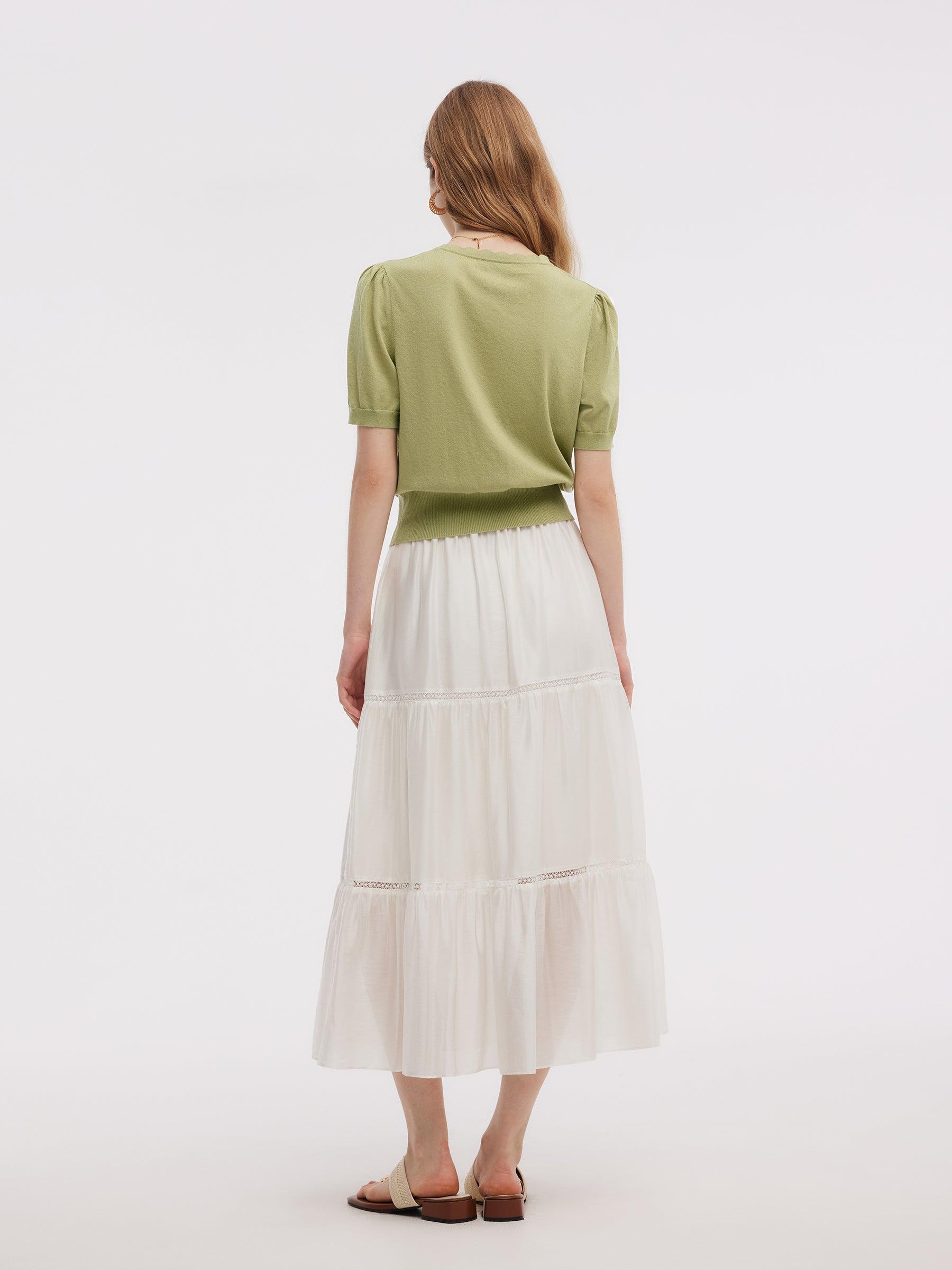 Tencel Blend Butterfly Embroidered Women Knit Top Product Image