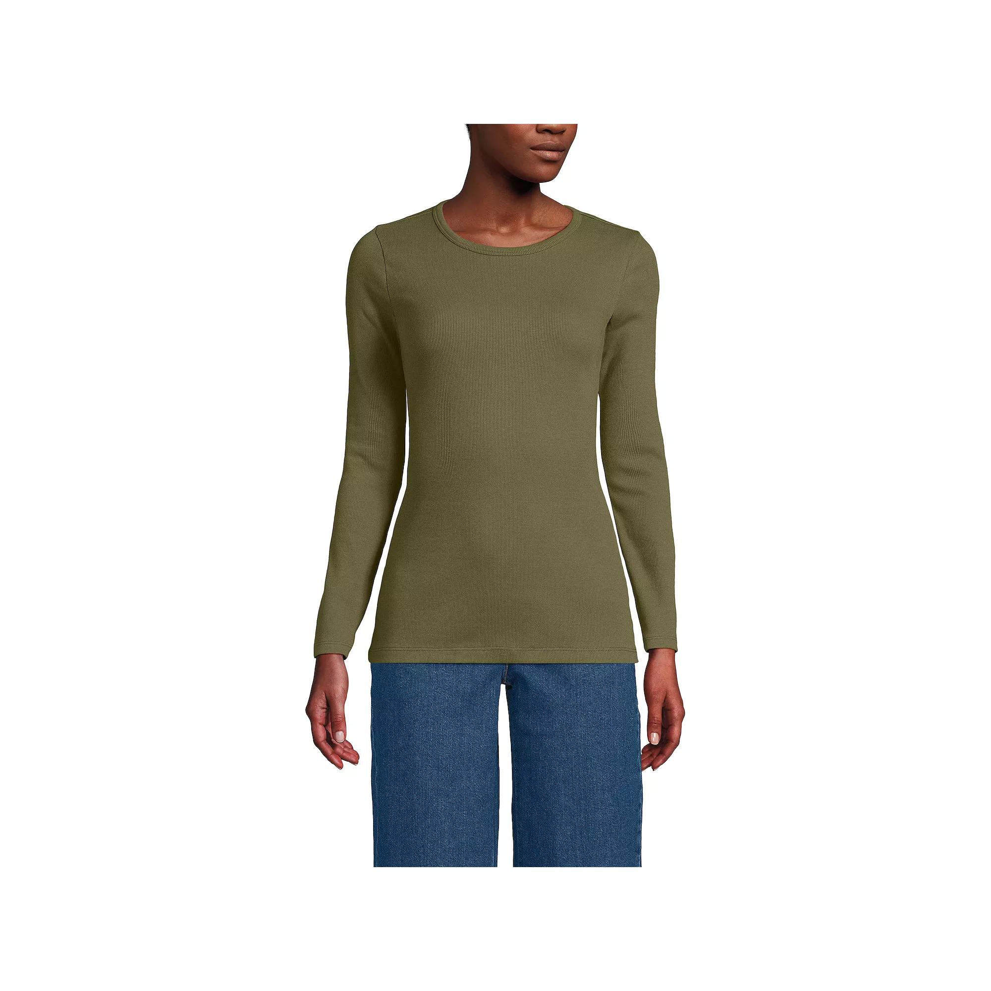 Women's Tall Lands' End Long Sleeve Micro Rib Tee,  Product Image