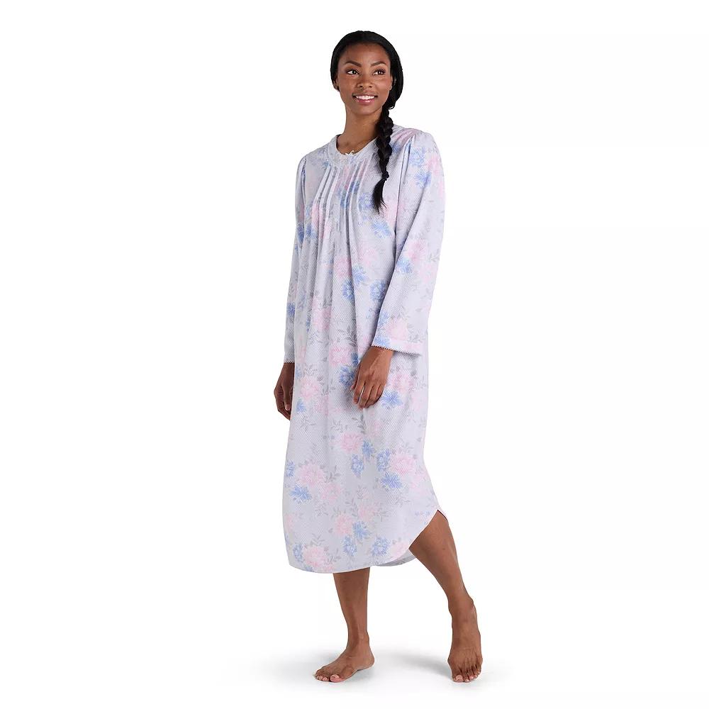 Women's Miss Elaine Essentials Honeycomb Long Gown, Size: Small, Blue Floral Product Image