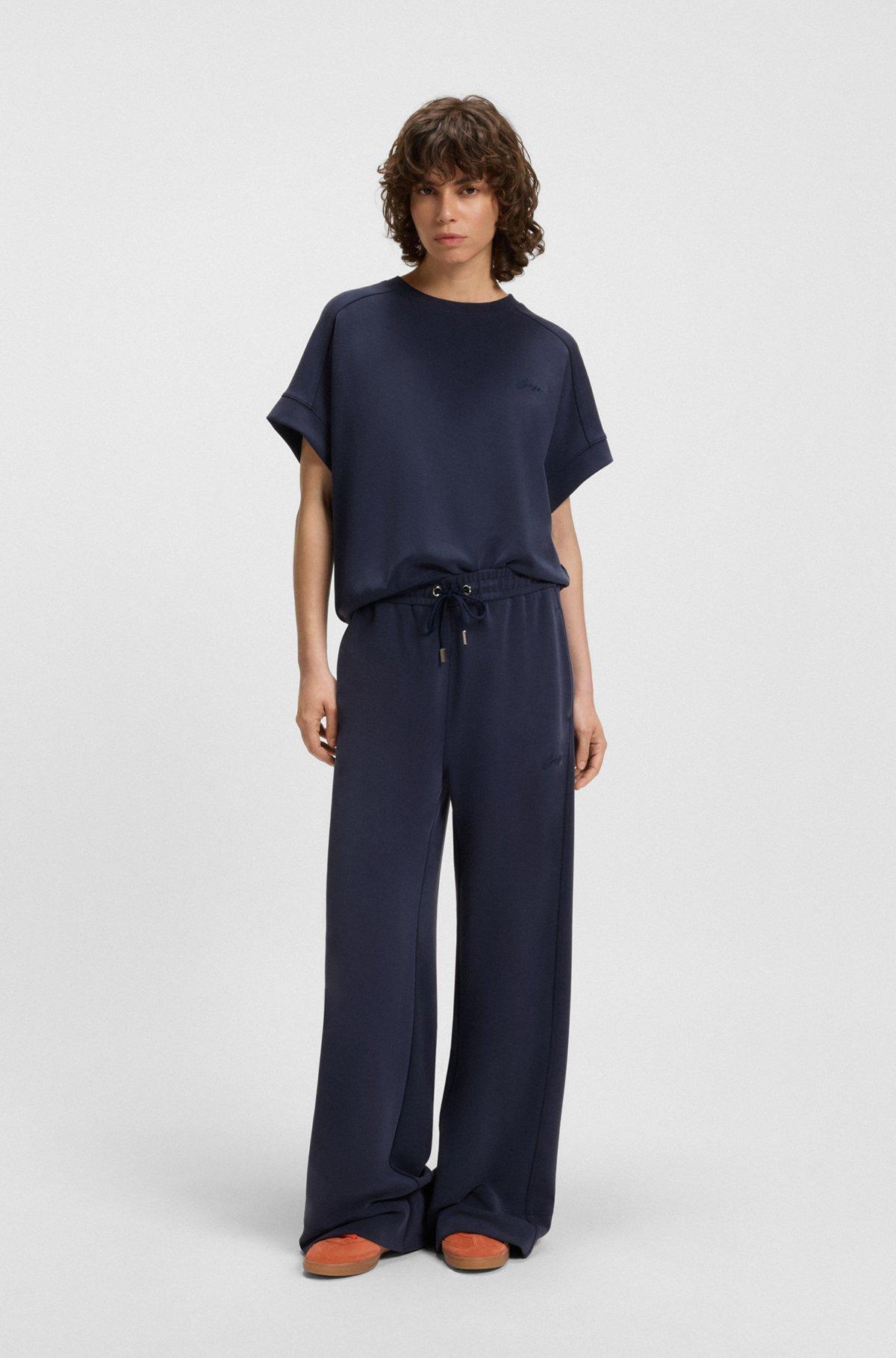 BOSS - Regular-fit T-shirt with handwritten logo - Dark Blue Product Image