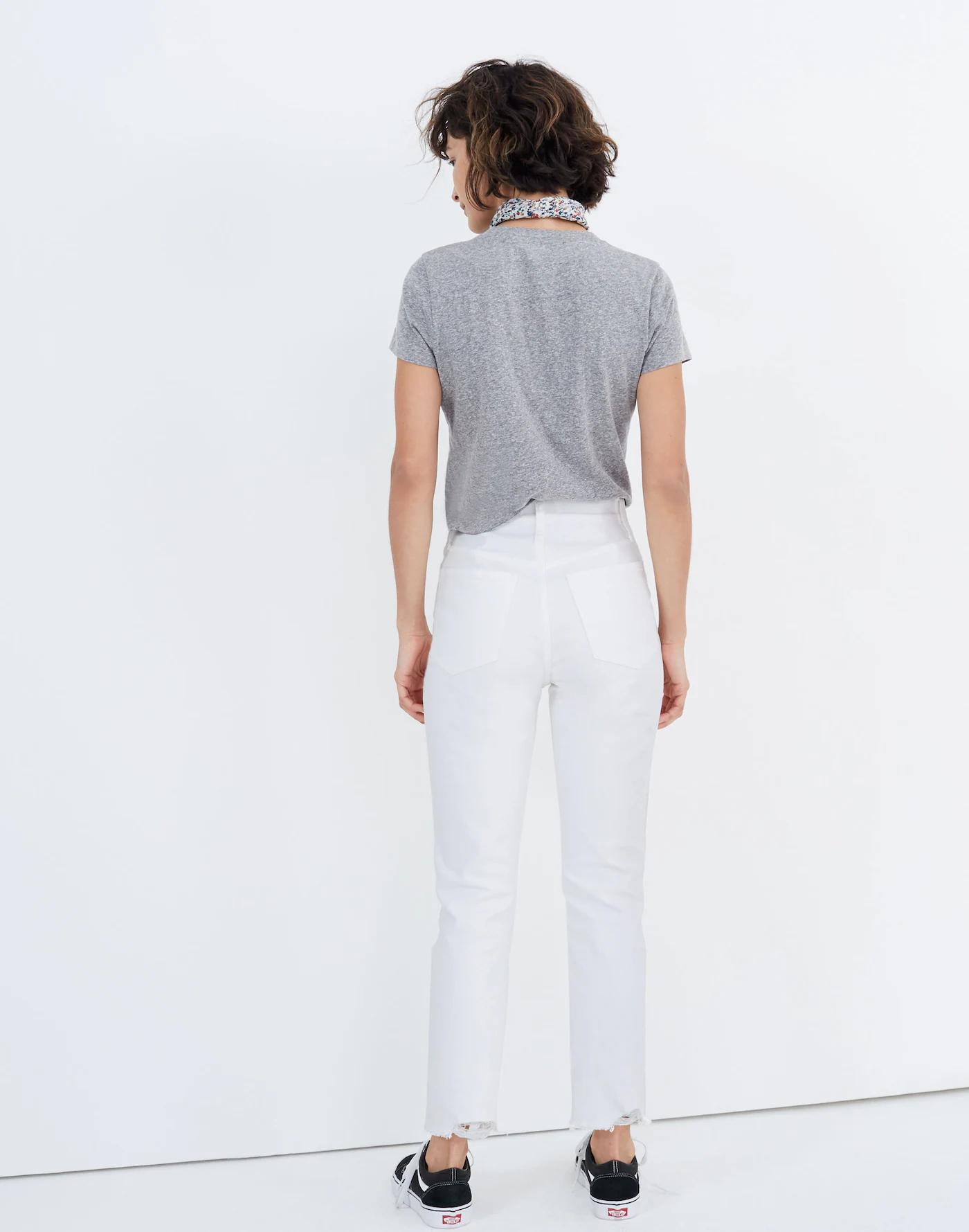 The Petite Perfect Vintage Crop Jean in Tile White: Button-Front Edition Product Image
