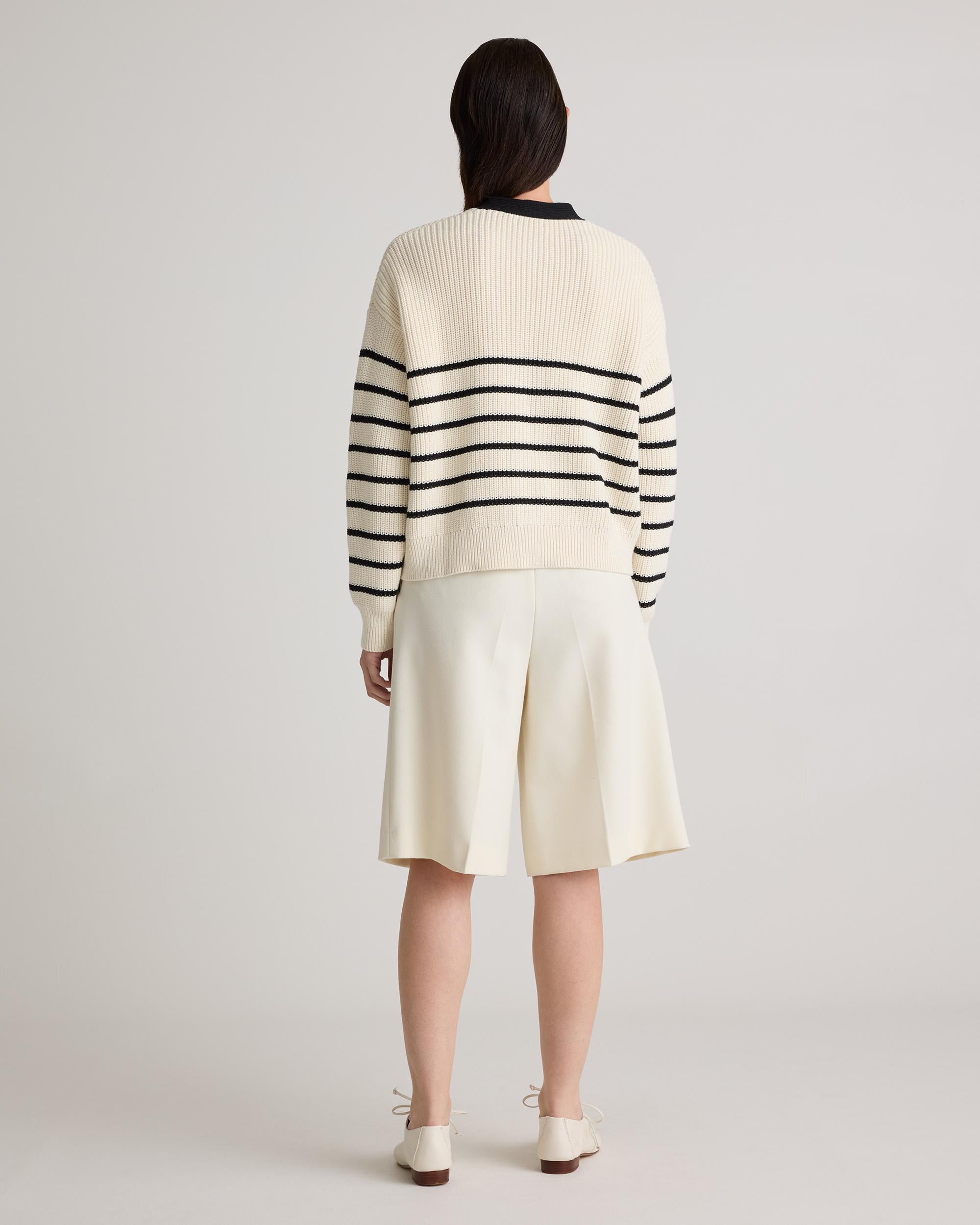 Quince | Women's Fisherman Boxy Cropped Cardigan Sweater Size XL, Organic Cotton Product Image