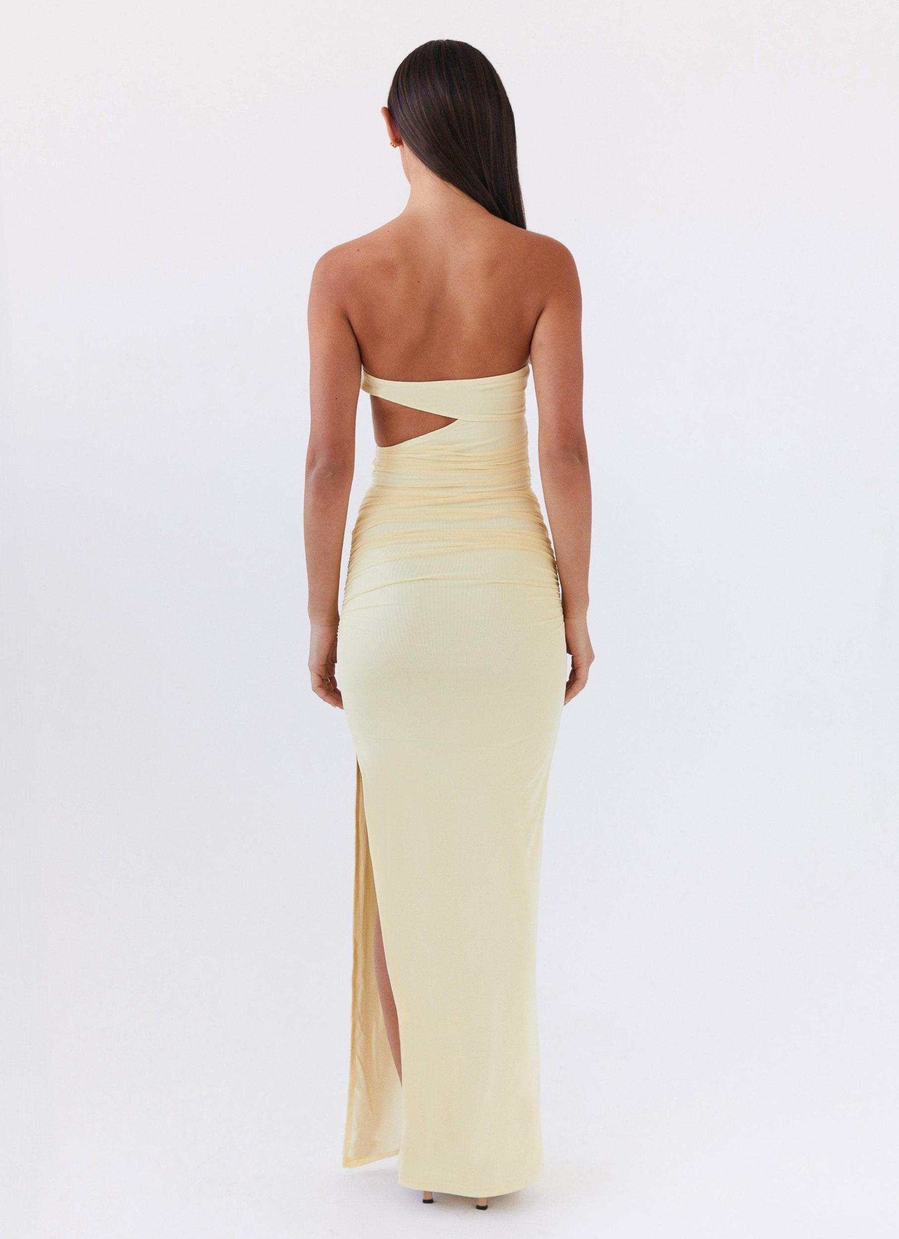Into Pieces Mesh Maxi Dress - Lemon Product Image