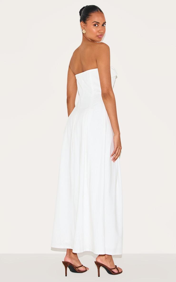 White Bandeau Pleated Midaxi Dress Product Image