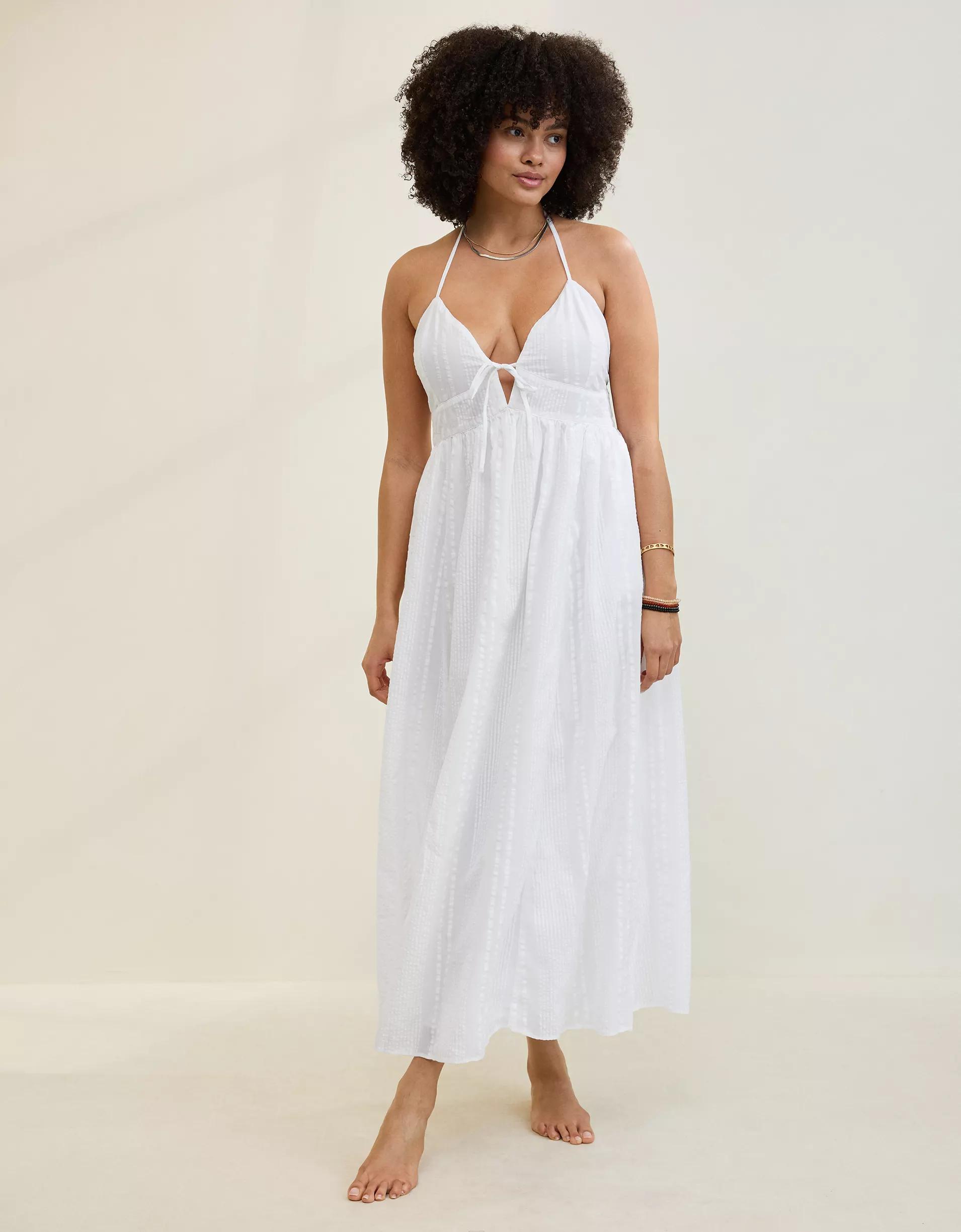 Aerie Seersucker Halter Maxi Dress Product Image