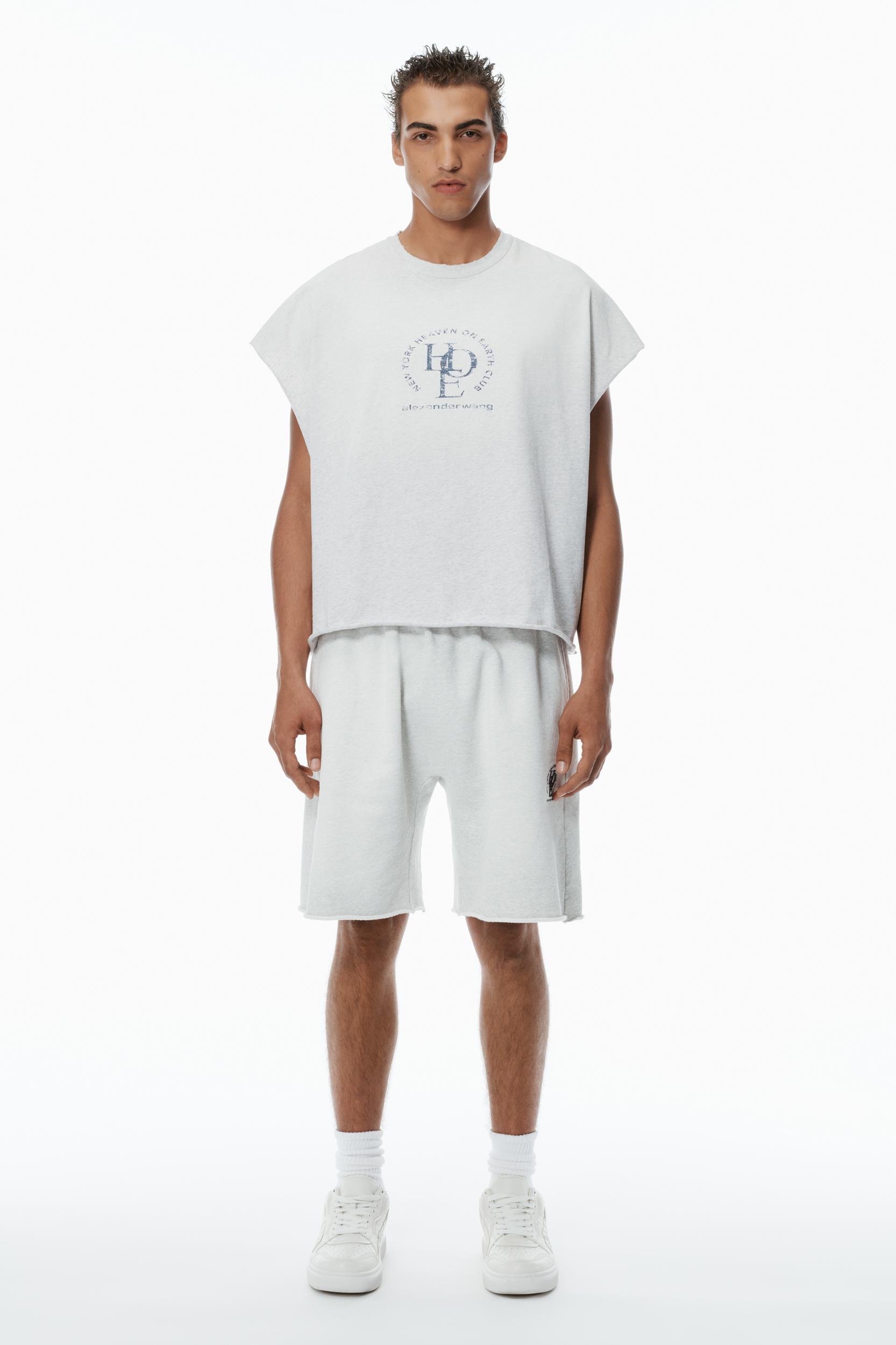 Unisex Distressed Logo Oversized Cotton Muscle Tee Product Image