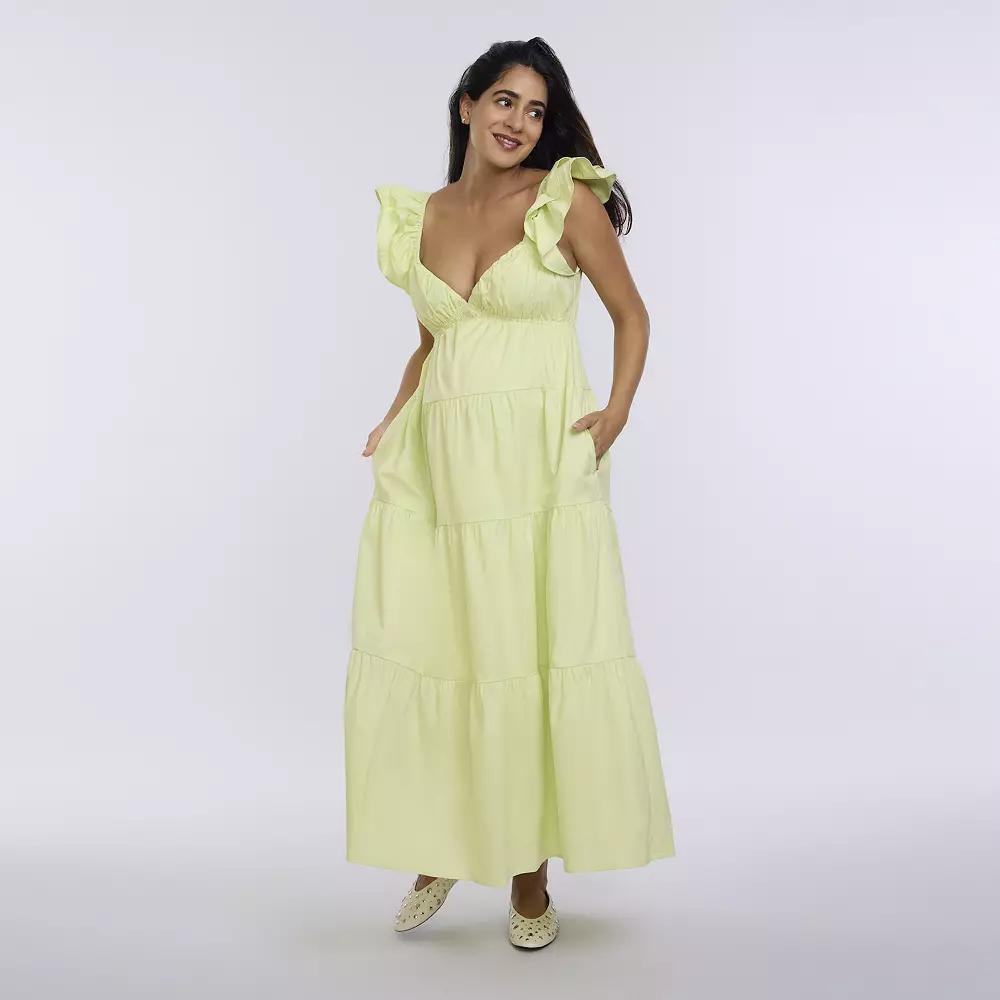 Maternity Motherhood® Babydoll Ruffle Maxi Dress, Women's, Size: XS-MAT, Soft Green Product Image
