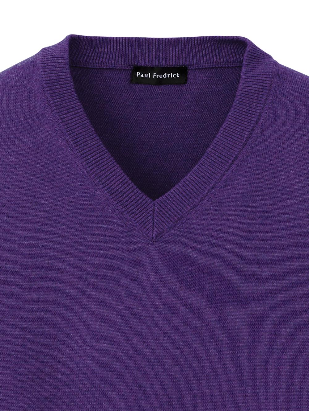 Supima Cotton V-neck Sweater - Purple Product Image