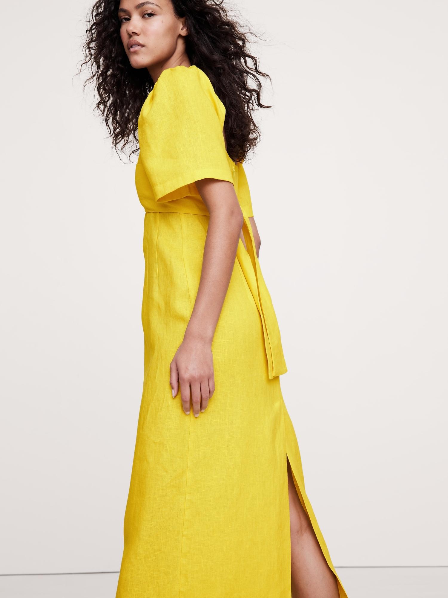 Linen Sweetheart Long Midi Dress Product Image