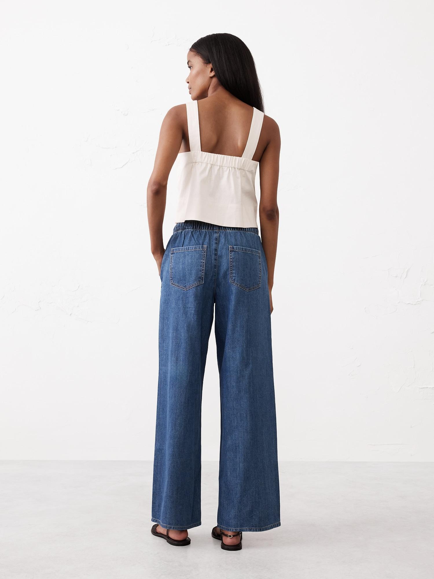 Wide-Leg Mid-Rise Summerweight Pull-On Jean Product Image