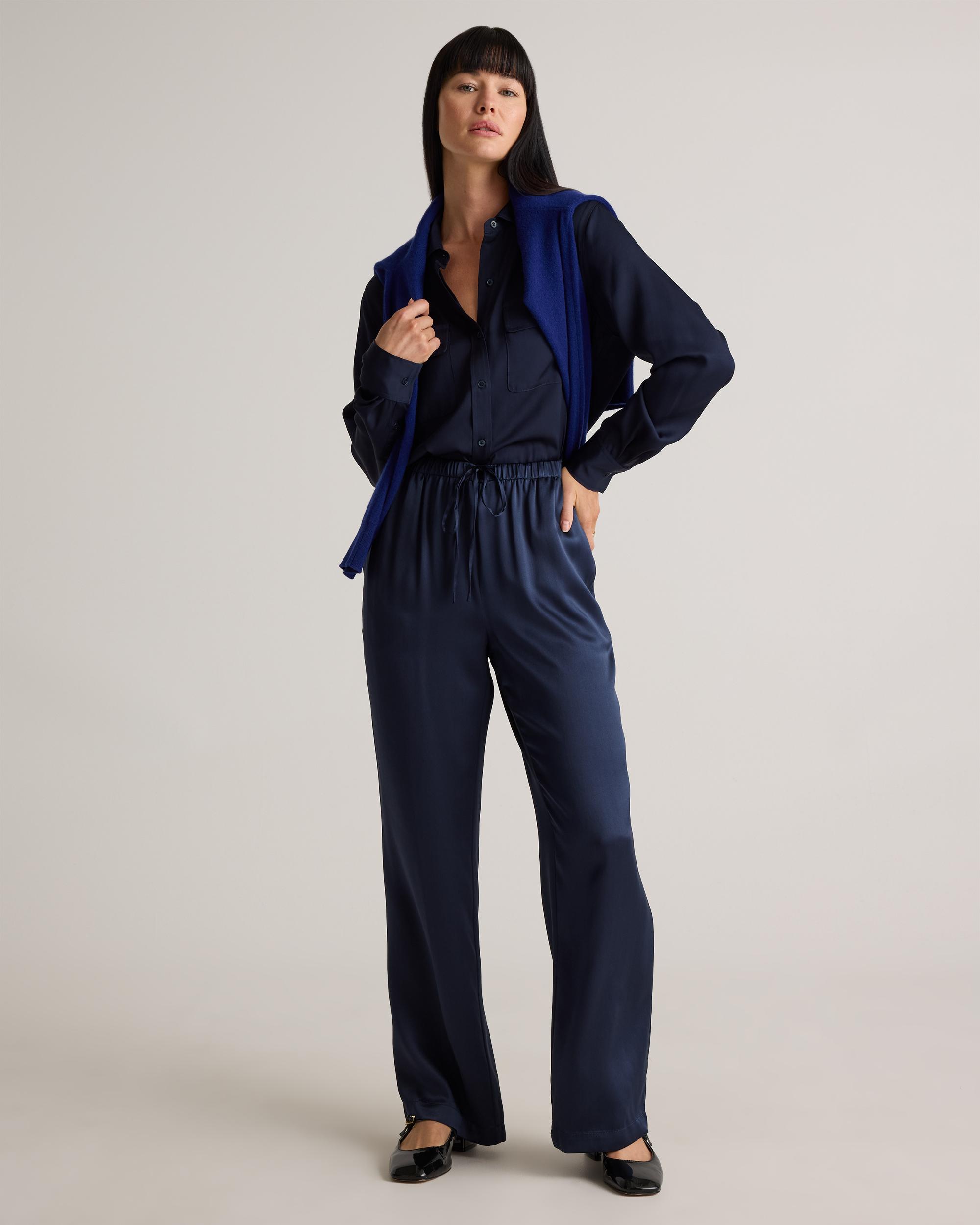 Quince | Women's Drawstring Wide Leg Pants Size XL, Silk Product Image