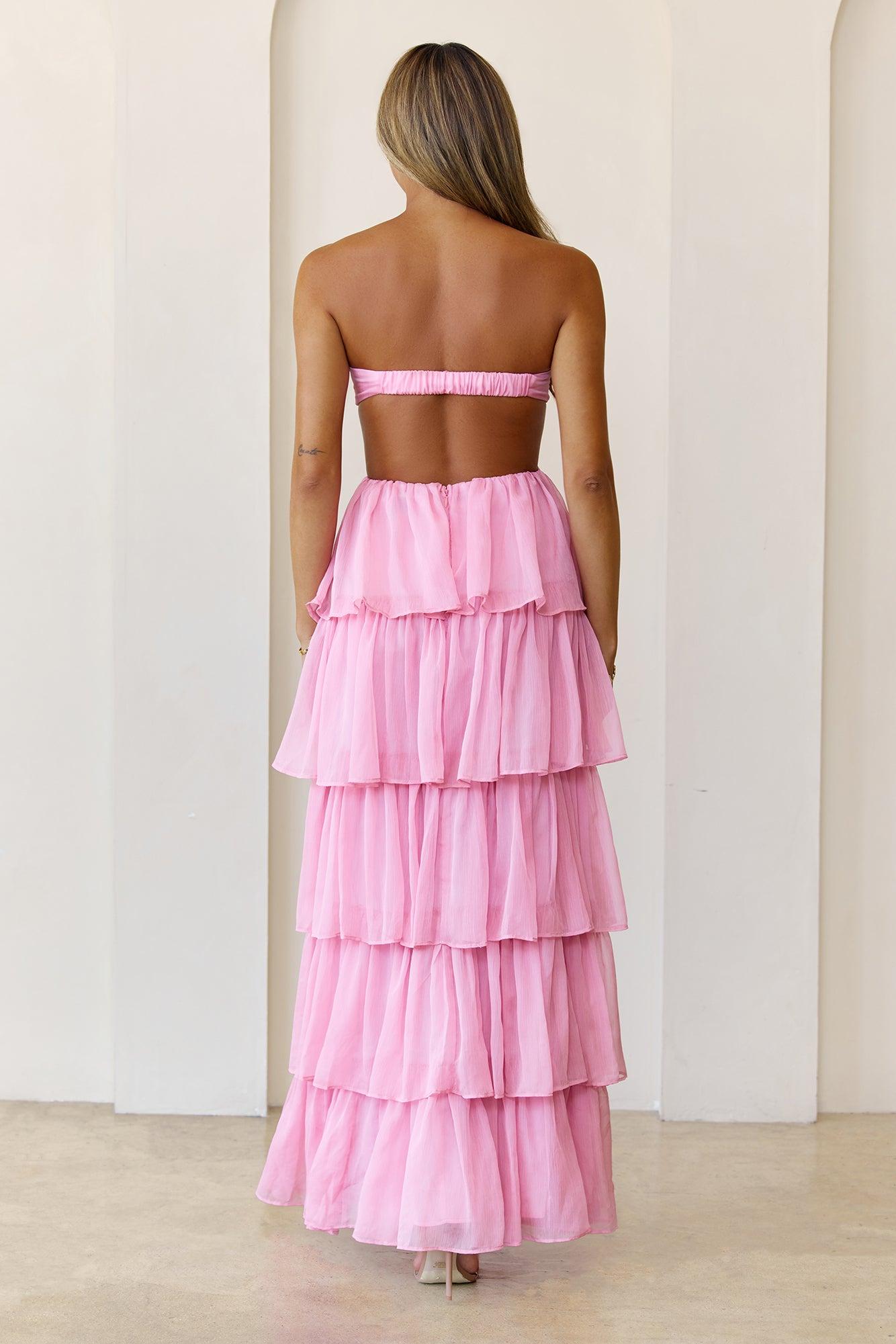 Luxe Mode Strapless Maxi Dress Pink Product Image