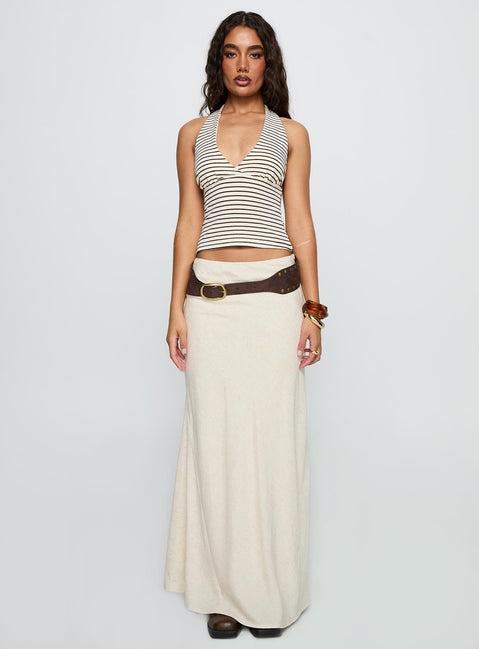 Whimsy Halter Top Chocolate / White Stripe Product Image