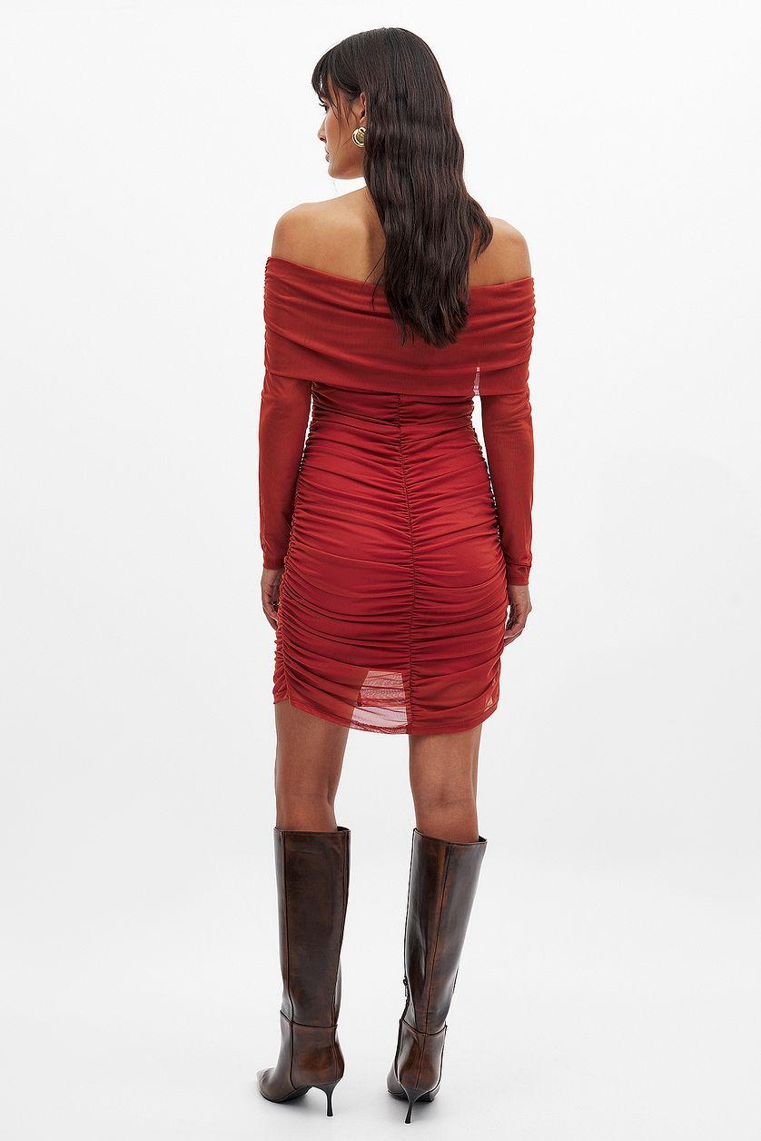 Rouched Long Sleeve Mini Dress Product Image