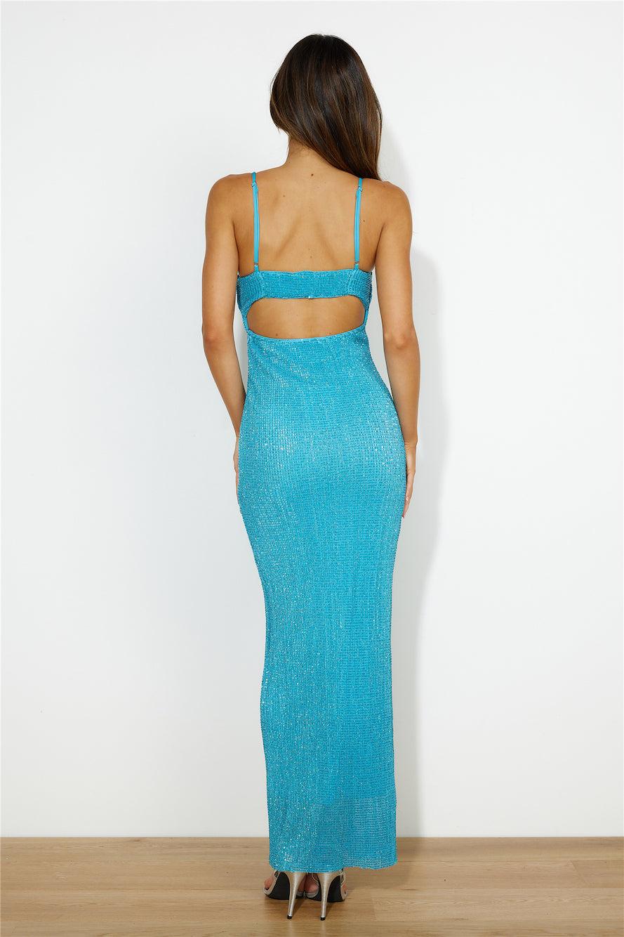 Dreamy Shine Sequin Maxi Dress Blue Product Image