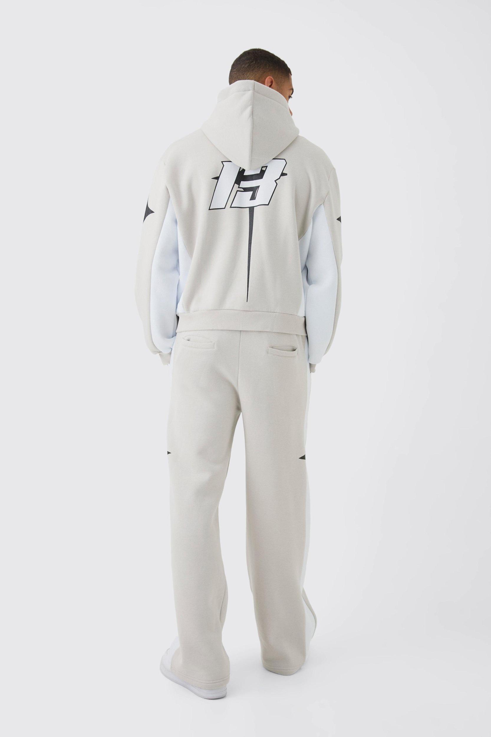 Oversized Boxy Moto Homme Star Panel Tracksuit | boohooMAN USA Product Image