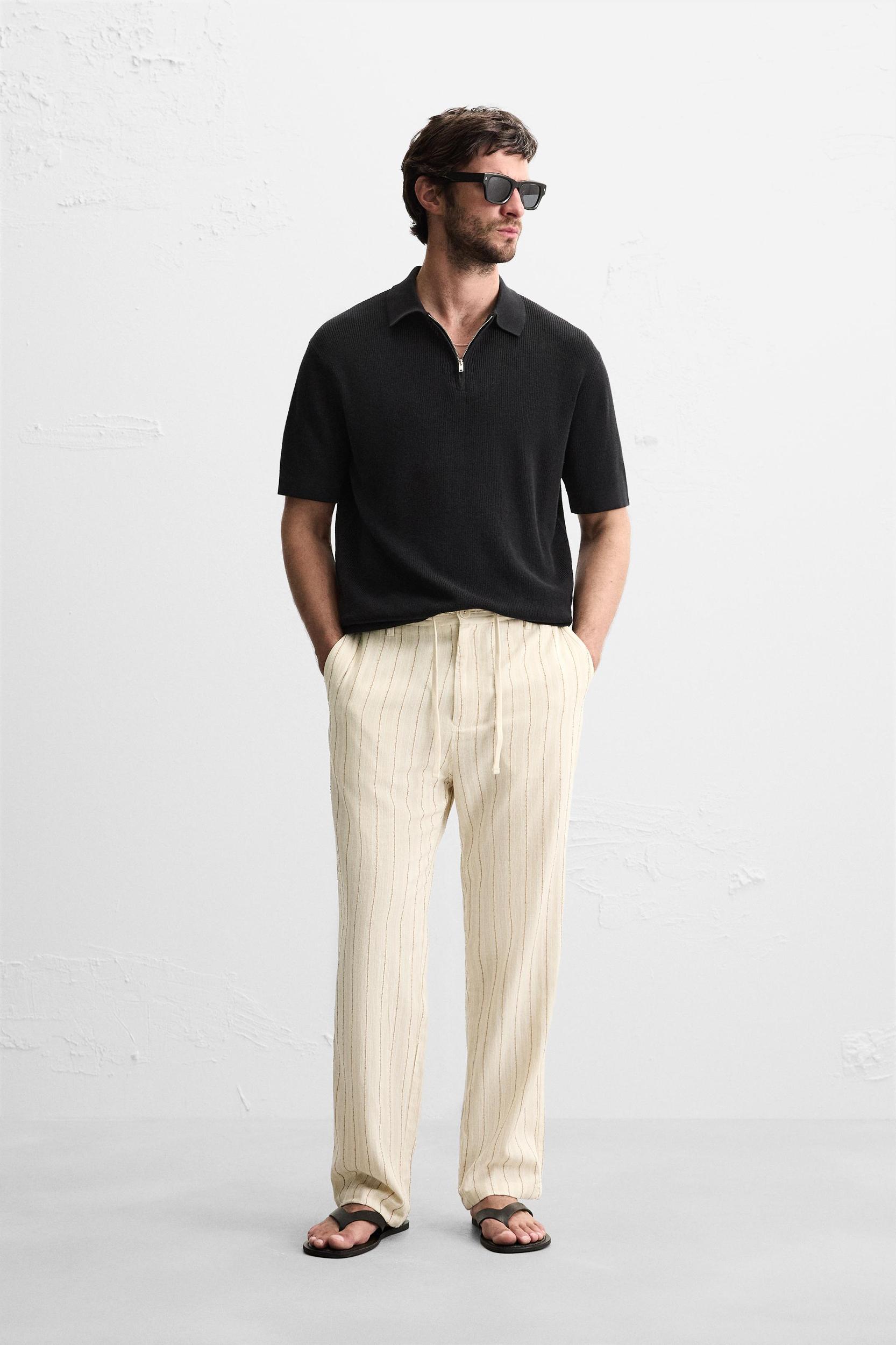 JACQUARD STRIPED PANTS Product Image