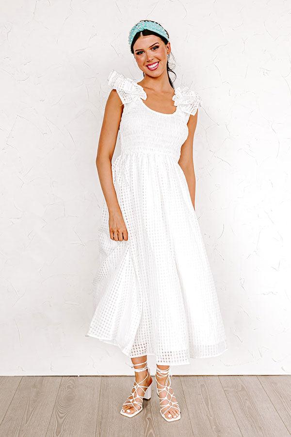 Divine Downtime Gingham Midi In White Product Image