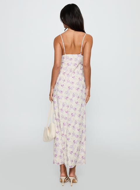 Jessamine Frill Maxi Dress White / Lilac Product Image