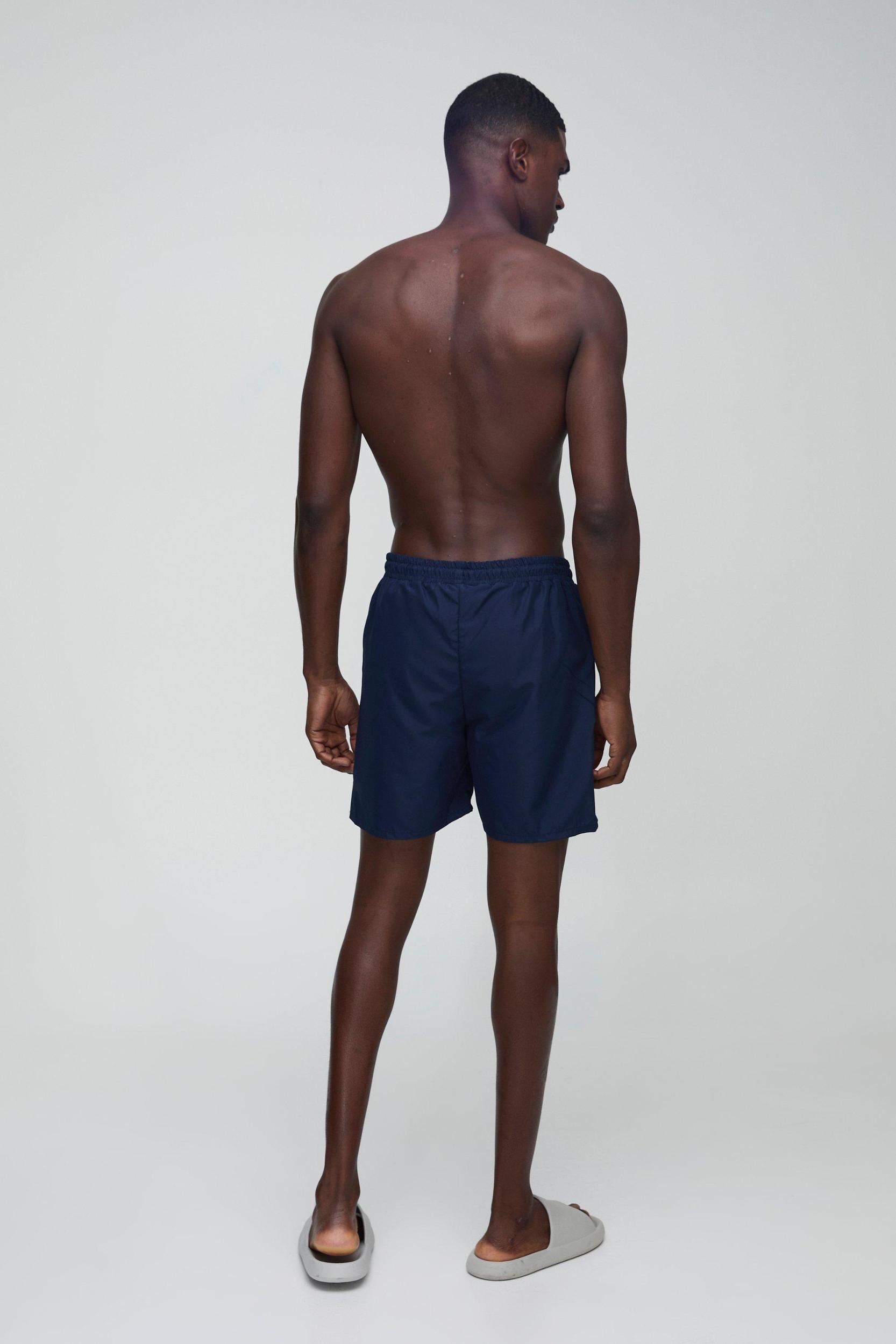 2 Pack Mid Length Swim Trunks in Navy and Grey | boohooMAN USA Product Image