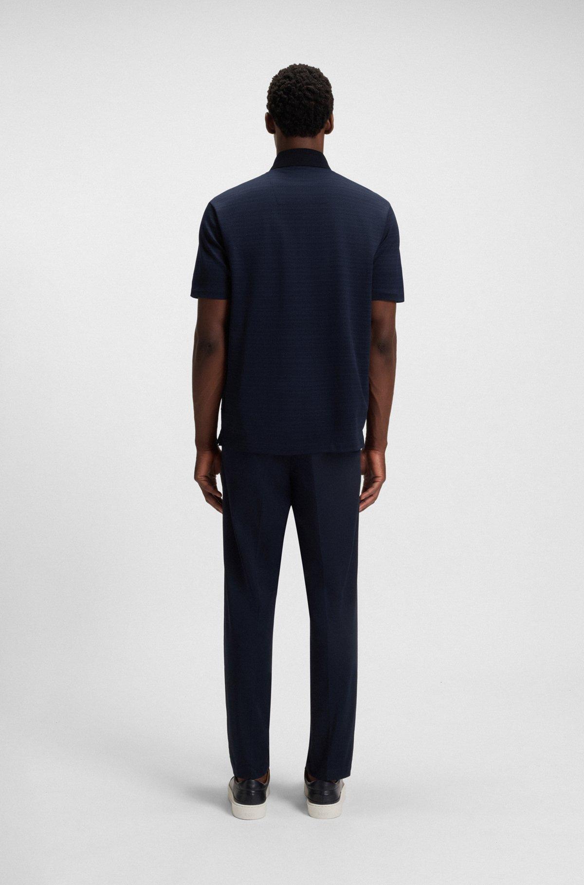 Grid-pattern polo shirt in mercerised cotton Product Image