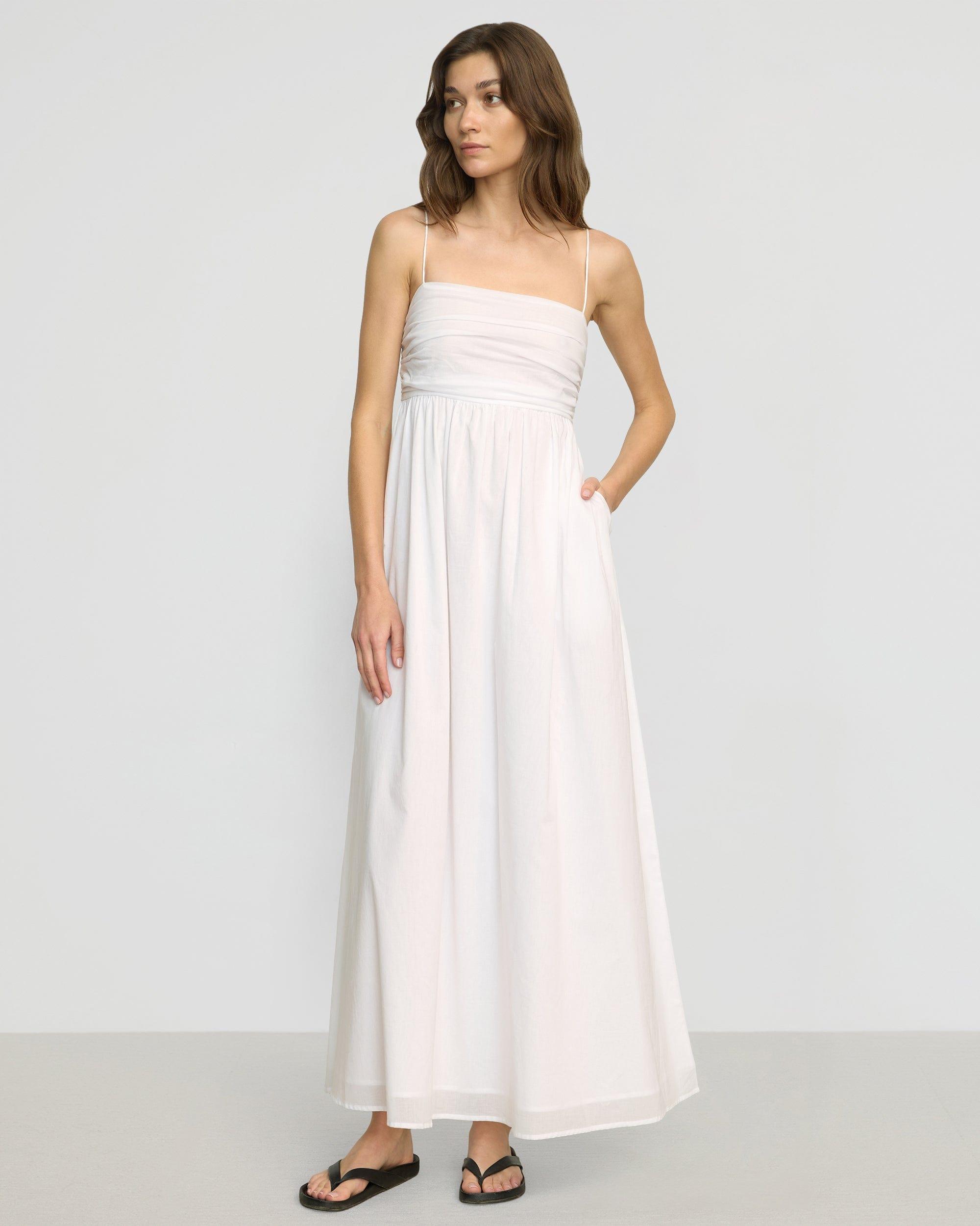 Aurora Ruched Organic Cotton Maxi Dress Product Image