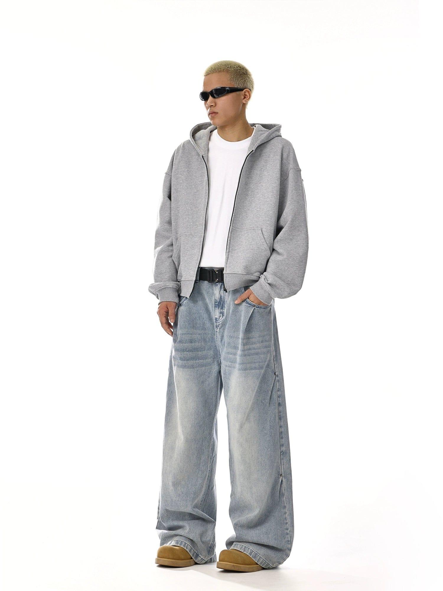 RT No. 12060 WASHED BLUE RELAX STRAIGHT DENIM JEANS Product Image