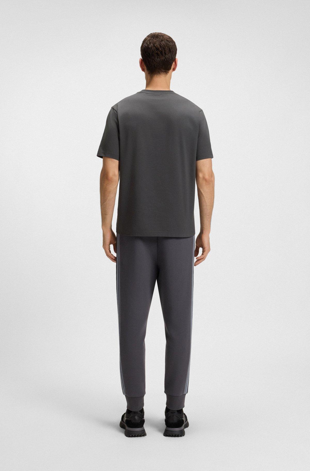 BOSS - Stretch-cotton T-shirt with geometric print - Dark Grey Product Image