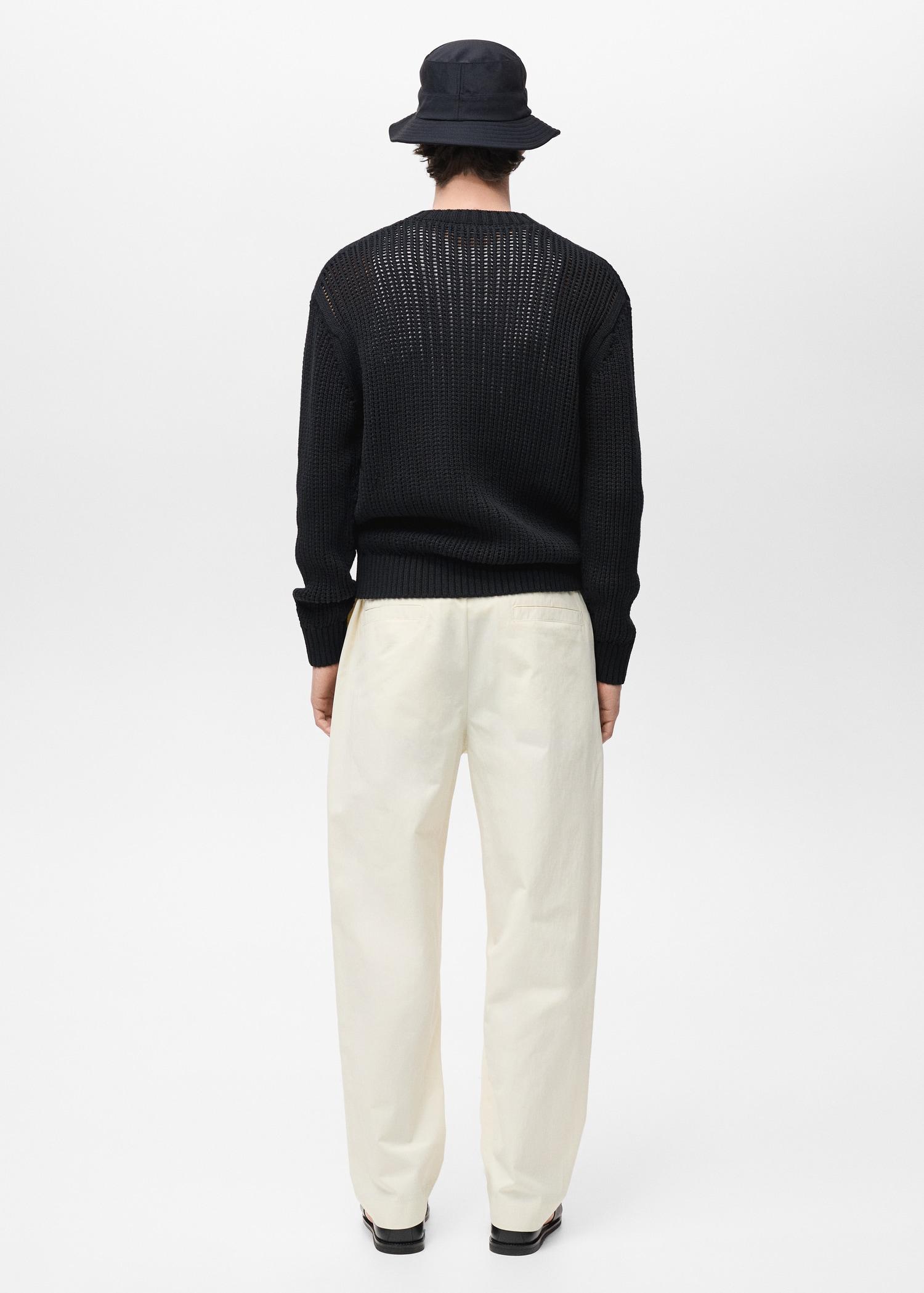 100% cotton openwork knitted sweater - Men | MANGO USA Product Image