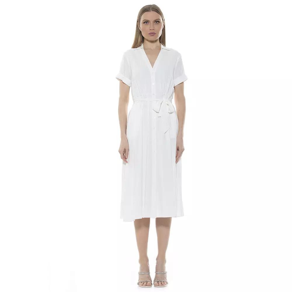 Women's ALEXIA ADMOR Liv Button-Down Midi Shirt Dress,  Product Image