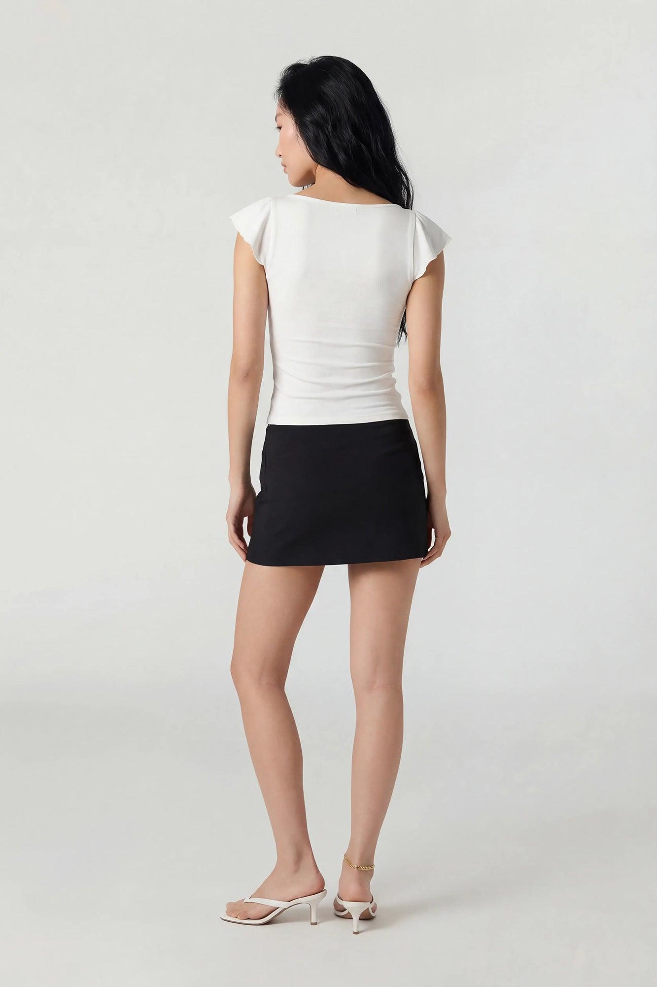 V-Neck Ruffle Tie Front Top Female Product Image