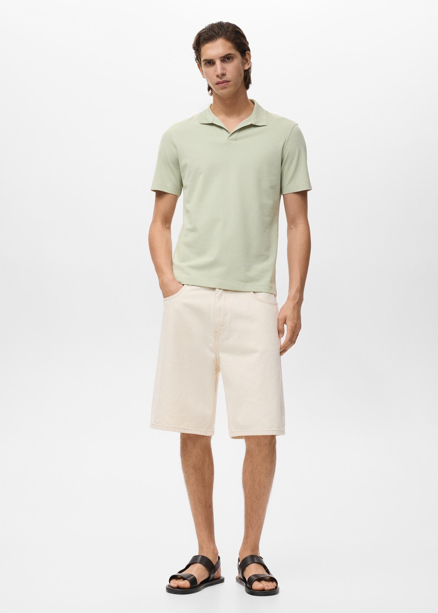Cotton piqué polo shirt - Men | MANGO USA Product Image