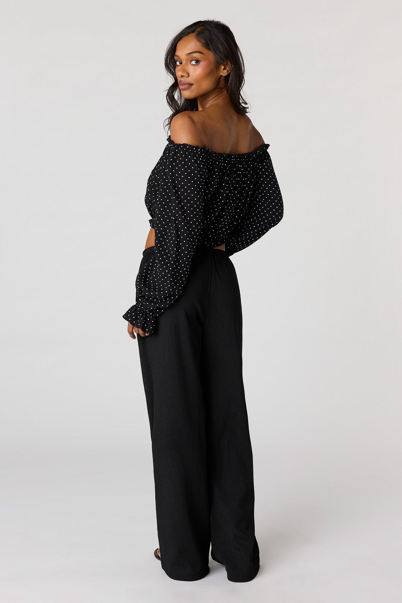 Textured Flowy Drawstring Dress Pant Female Product Image