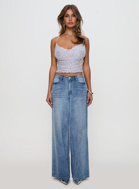 Werner Cowl Neck Sequin Top Lilac Product Image