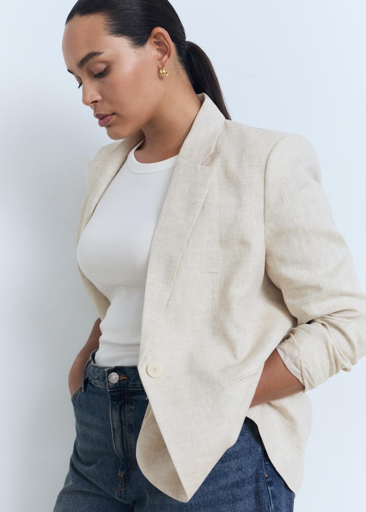 Linen suit blazer - Women | MANGO USA Product Image